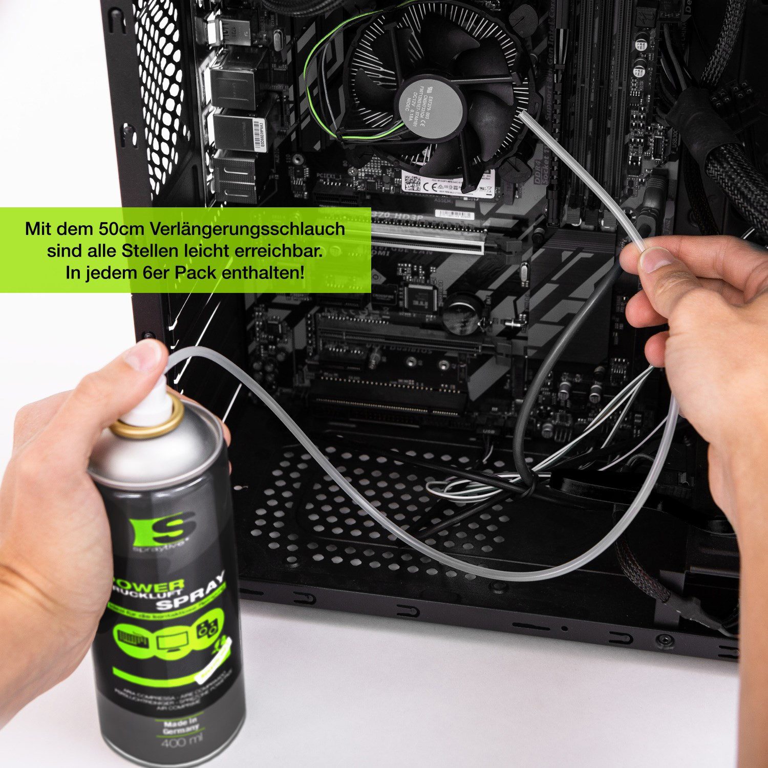 Spraytive 6x 400ml Druckluftspray - Druckluftreiniger Air Duster Luftdruckspray Druckluftreiniger (Made in Germany)