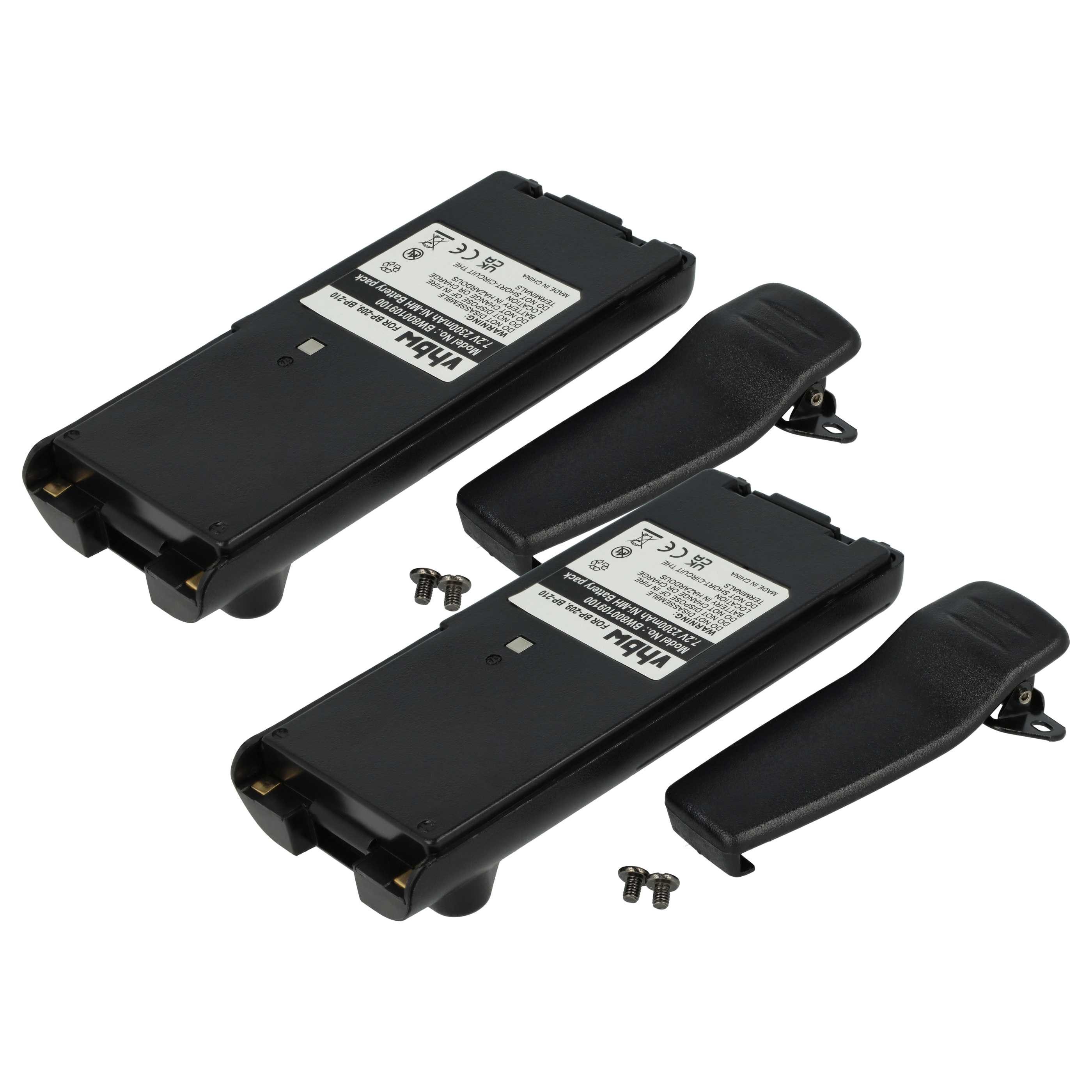 vhbw Akku passend für Icom IC-A24, IC-F11, IC-F11BR, IC-A6, IC-A6E, IC-A24E Akku Akku NiMH 2300 mAh (7,2 V, 2 St), Leistungsfähige Austausch-Akkus für Ihr Funkgerät, Walkie-Talkie