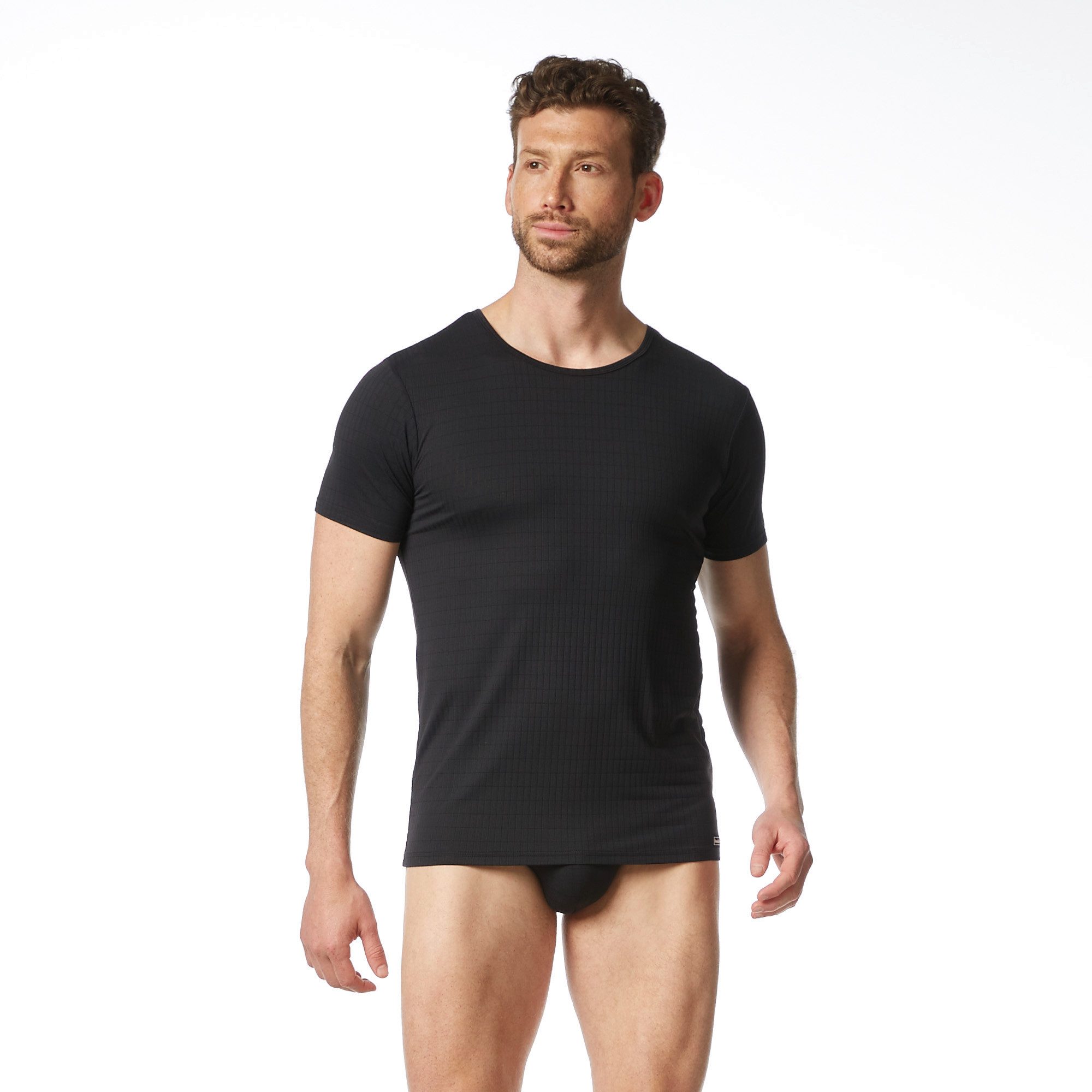 Bruno Banani Rundhalsshirt CHECK LINE 2.0 hüftbedeckend, elastisch