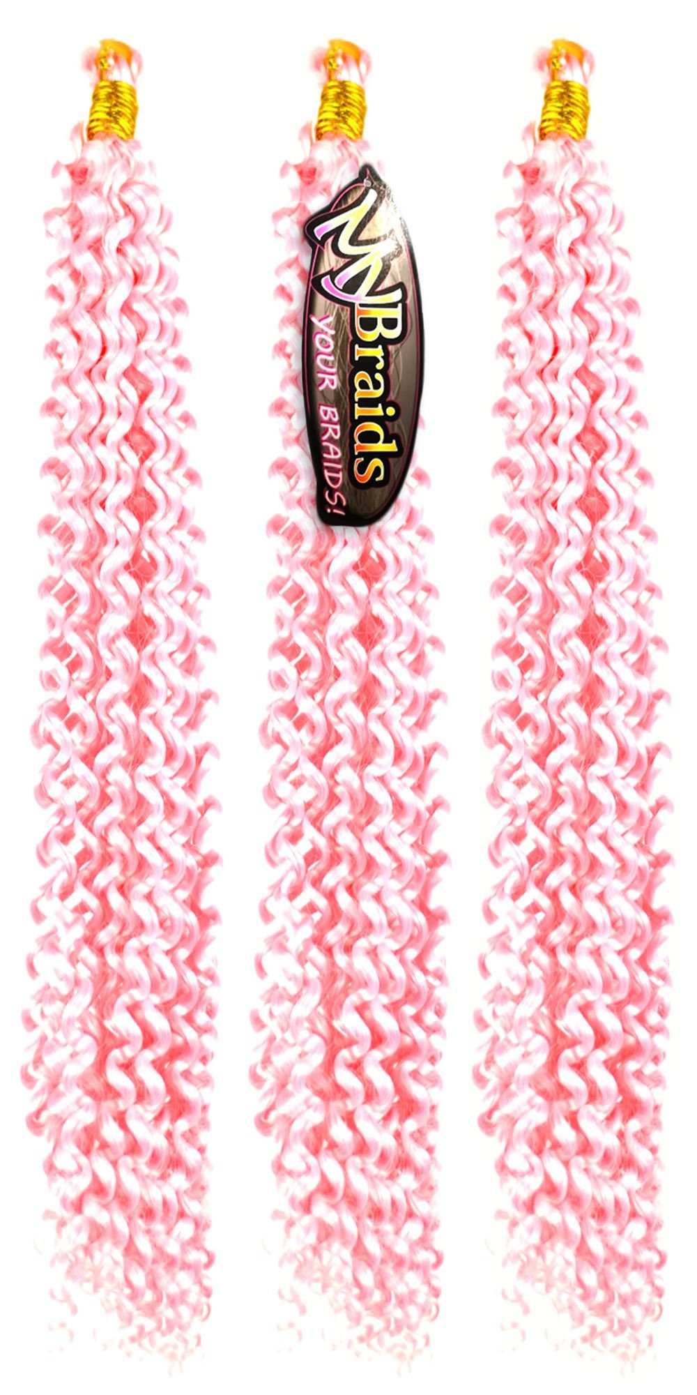 MyBraids YOUR BRAIDS! Kunsthaar-Extension Deep Wave Crochet Braids 3er Pack Flechthaar Zöpfe Wellig 11-W Hellrosa