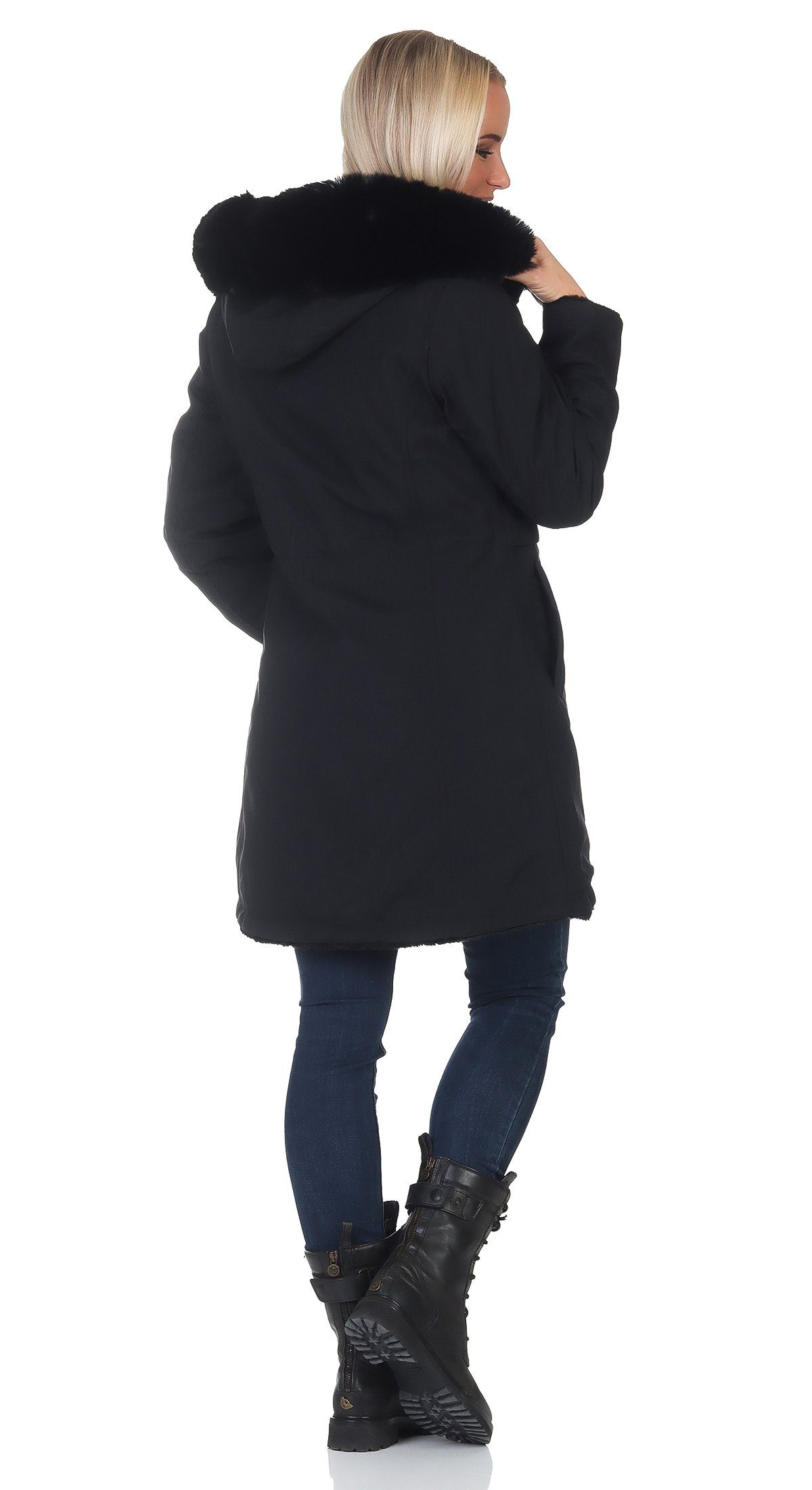 Aurela Damenmode Parka Winterjacke für Damen warme Outdoor Jacke mit Kapuze günstig online kaufen