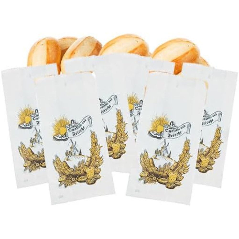 Lauroo Frischhaltebeutel Bäcker-Faltenbeutel TYP 418 (12 + 4,5 x 24 cm) - 1000 Stück