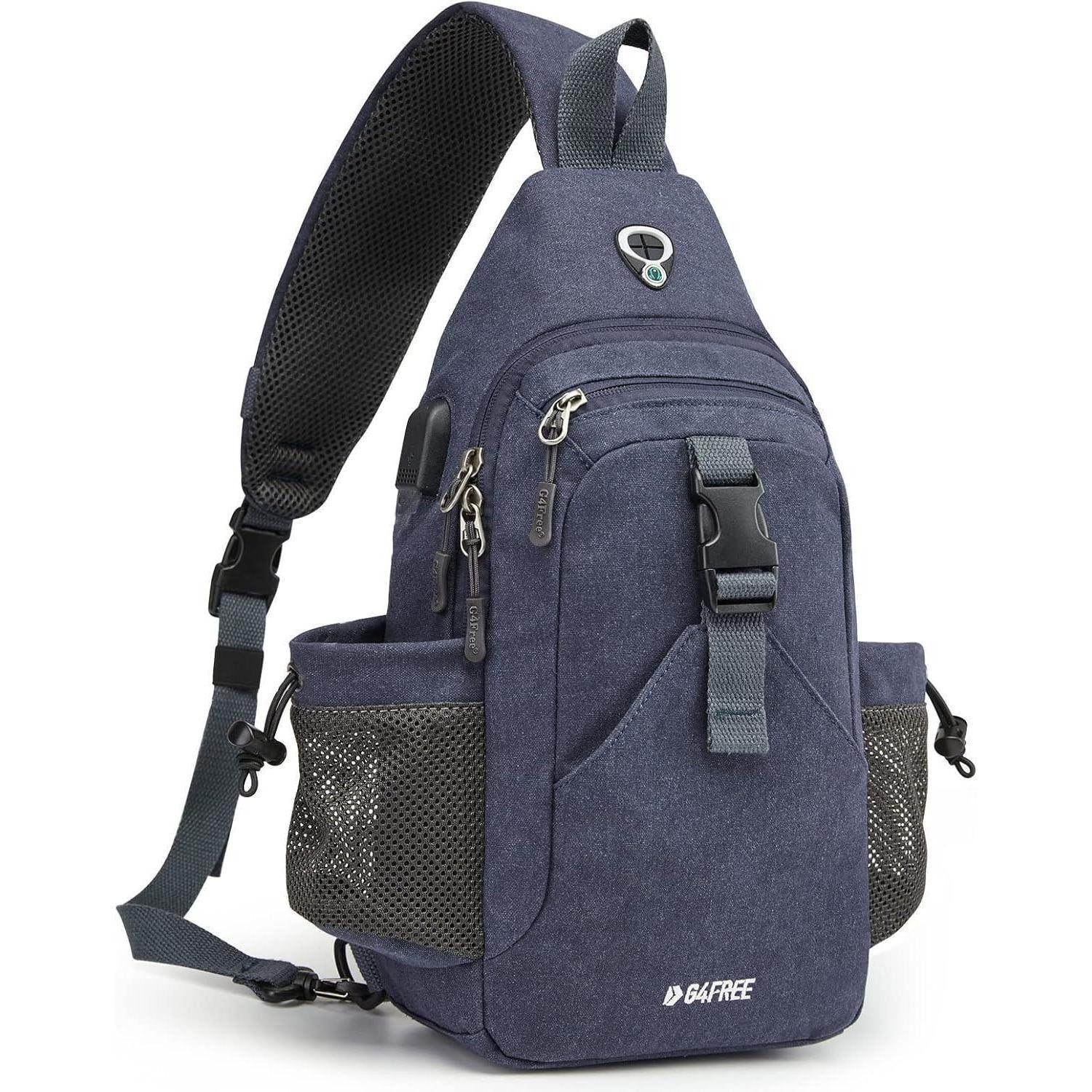 LuxusKollektion Schultertasche Canvas Brusttasche Schultertasche Sling Bag Herren Damen Wandern Blau