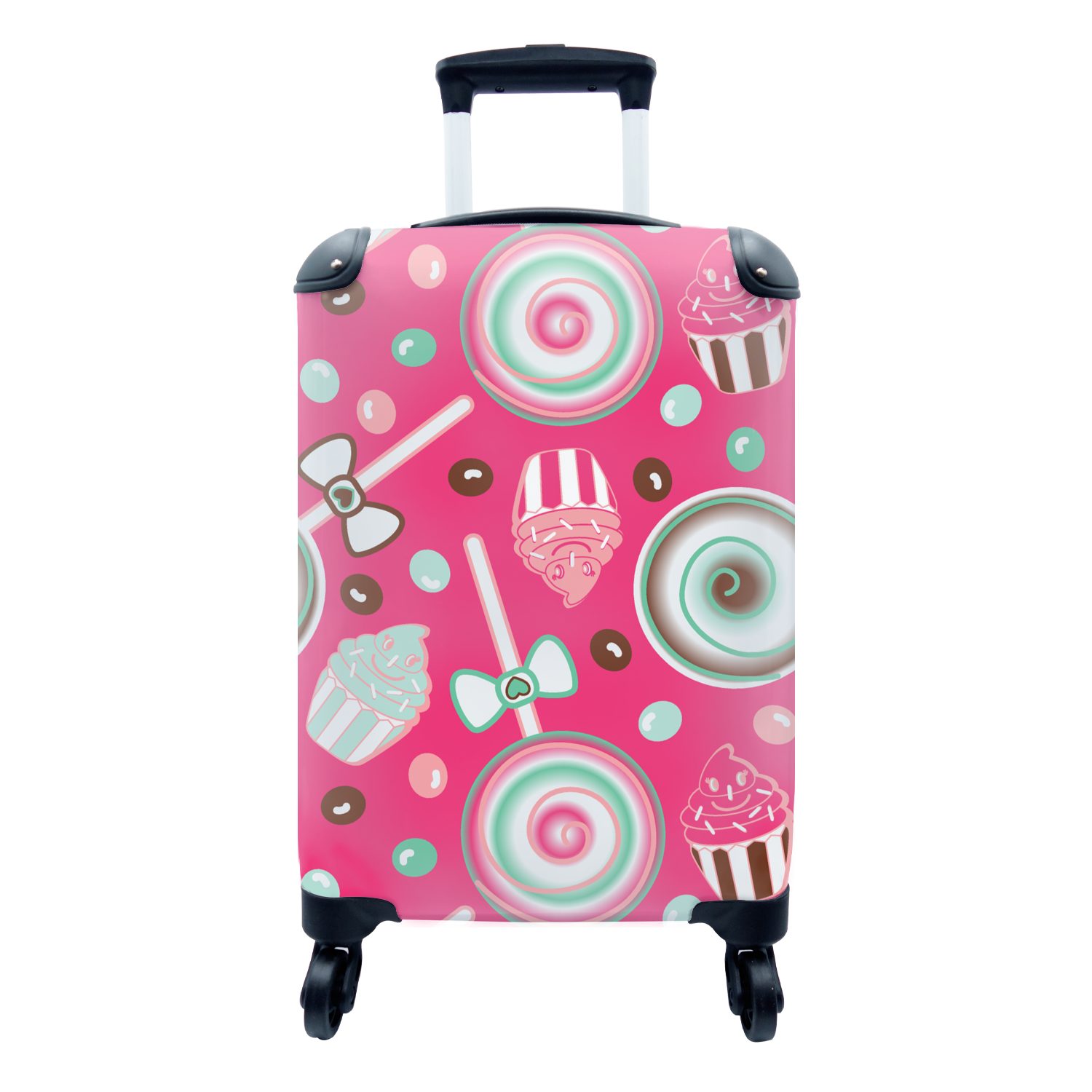 für Ferien, - mit Rollen, Trolley, 4 - Reisekoffer Design rollen, Reisetasche MuchoWow Handgepäck Bonbon Handgepäckkoffer Rosa,