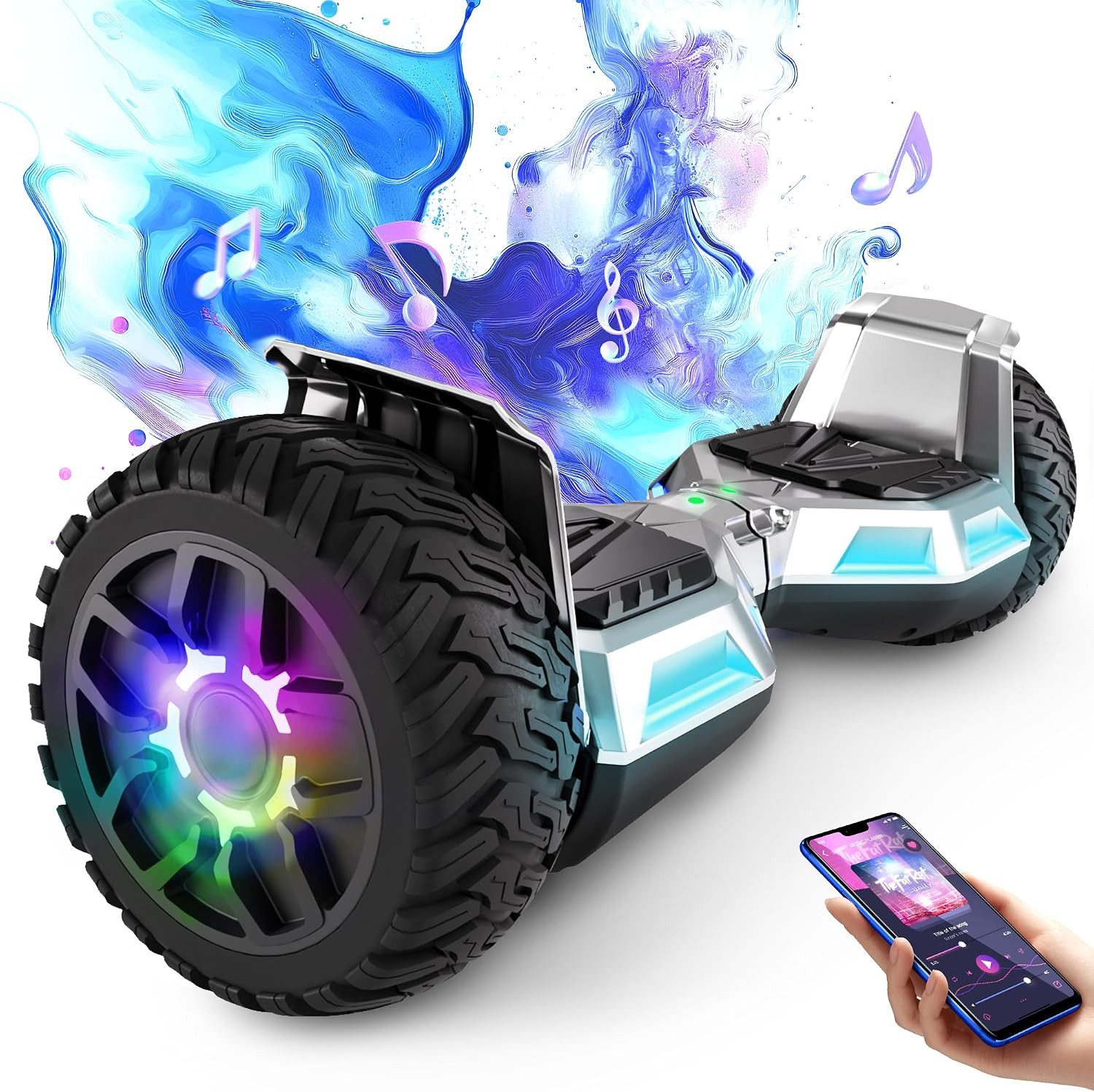 SISIGAD Balance Scooter 8,5 Zoll Zweimotoren Hoverboard mit LED-Leuchten und Bluetooth, 160W*2, 10 km/h, bis zu 15 km Reichweite, für Kinder und Erwachsene
