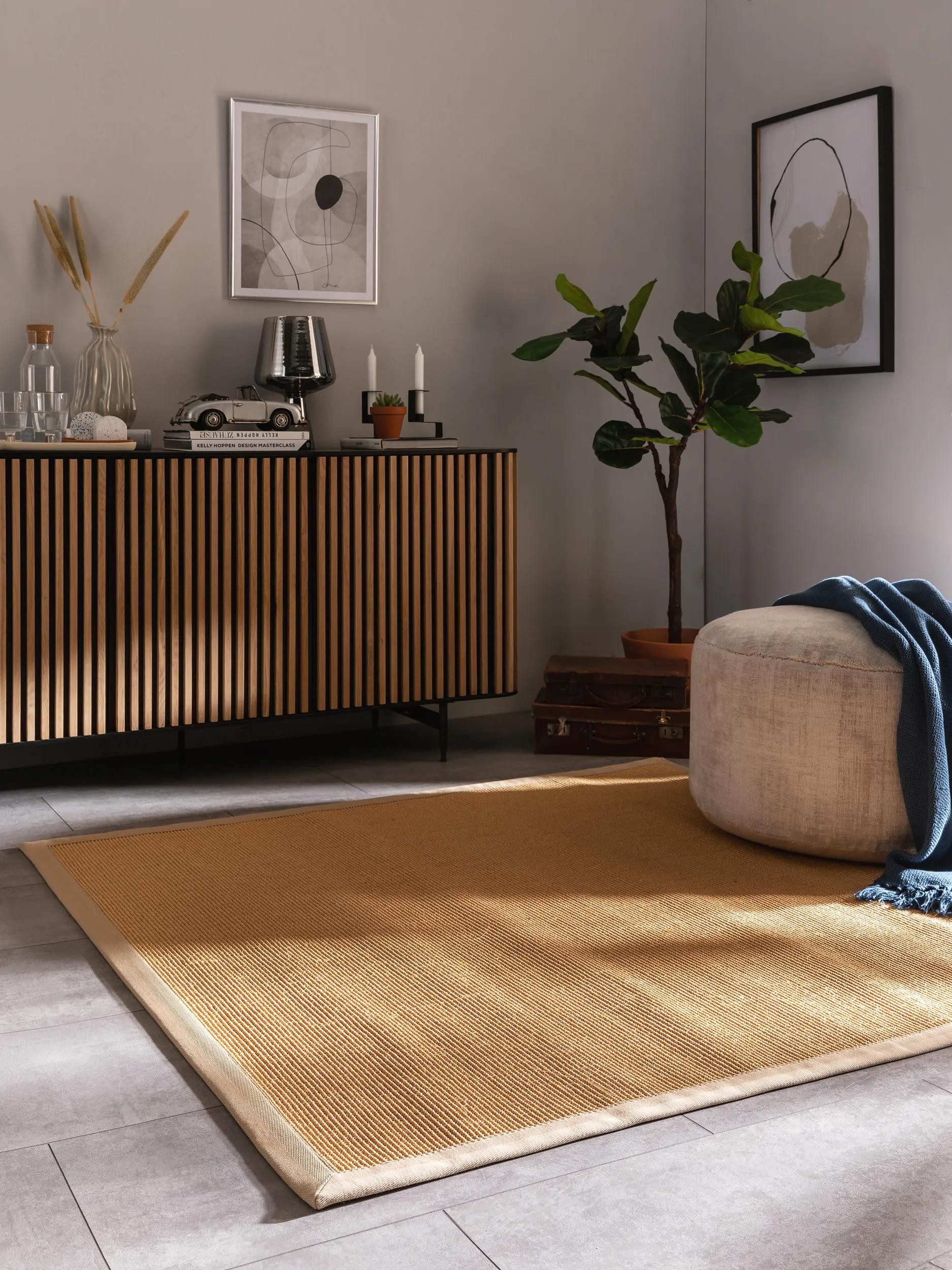 benuta Sisalteppich Sana, quadratisch, Höhe: 5 mm, 100% Sisal Naturfaser, Teppich Wohnzimmer, Esszimmer, Schlafzimmer