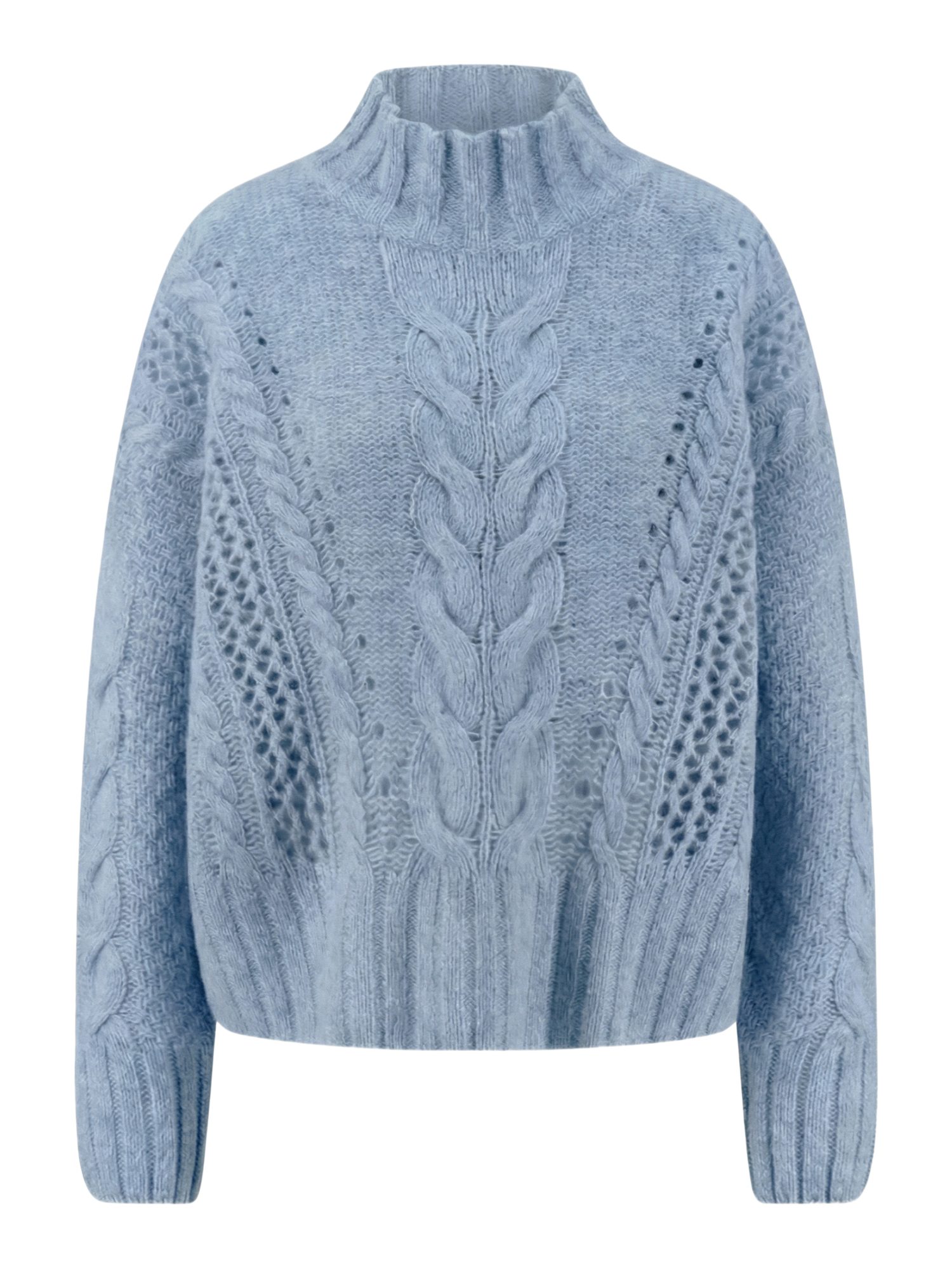 FYNCH-HATTON Strickpullover blau,Casual,Wolle,Strukturiert,Stehkragen,Langarm,Relaxed Fit