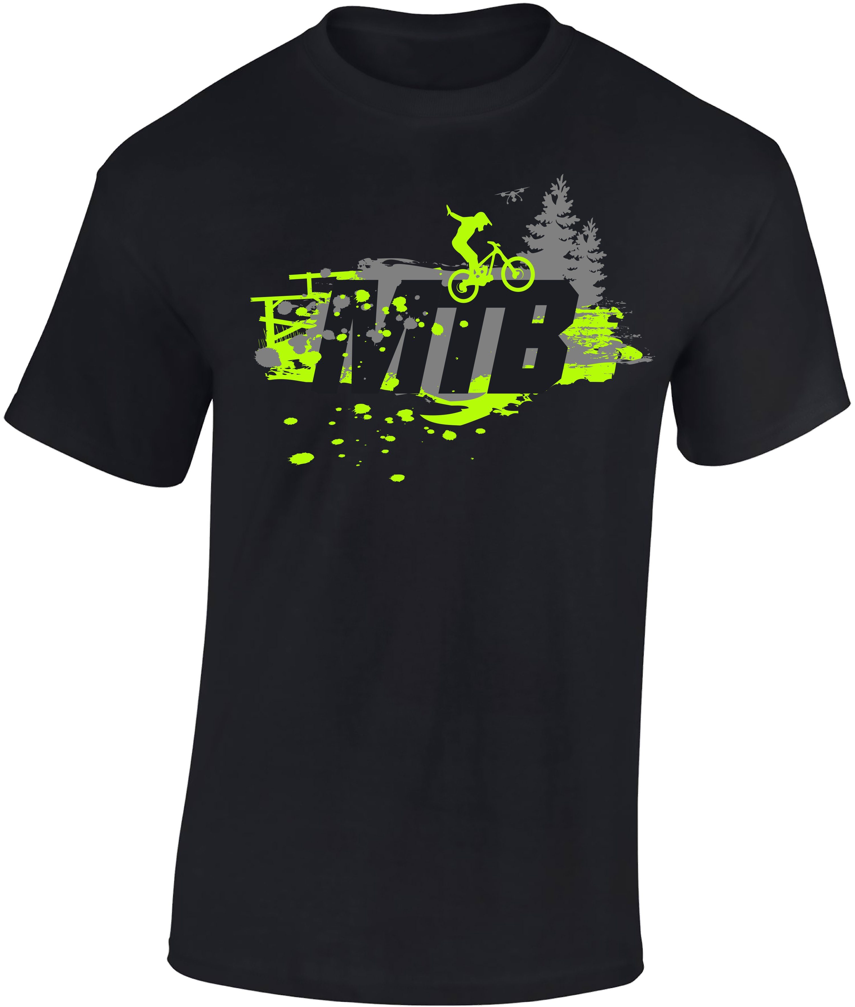 Baddery Print-Shirt Kinder Fahrrad T-Shirt: "MTB" - Geschenk Jungen & Mädchen, hochwertiger Siebdruck, aus Baumwolle