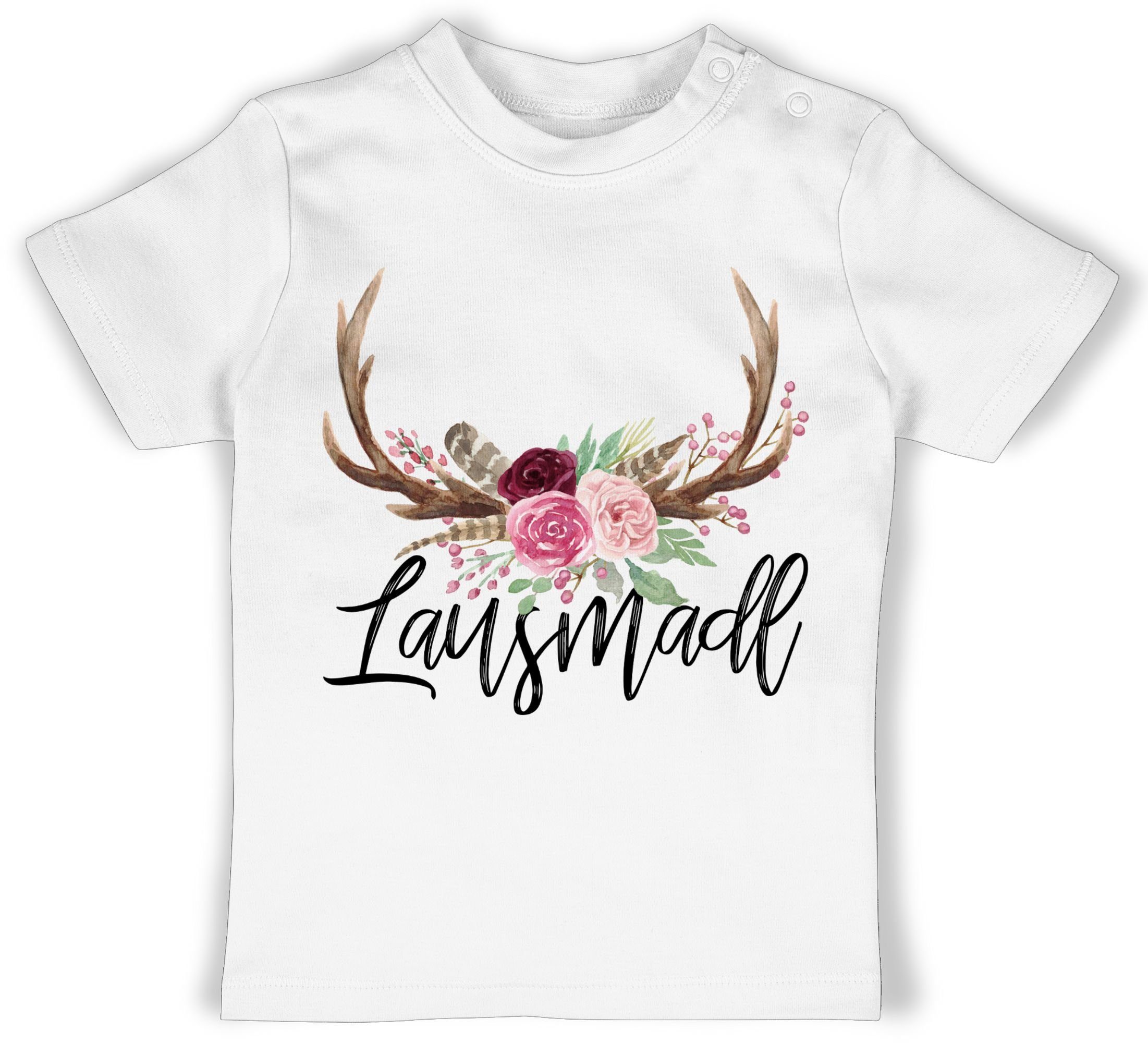 Oktoberfest Hirschgeweih Weiß T-Shirt Lausmadl Shirtracer für Mode Outfit Baby 1