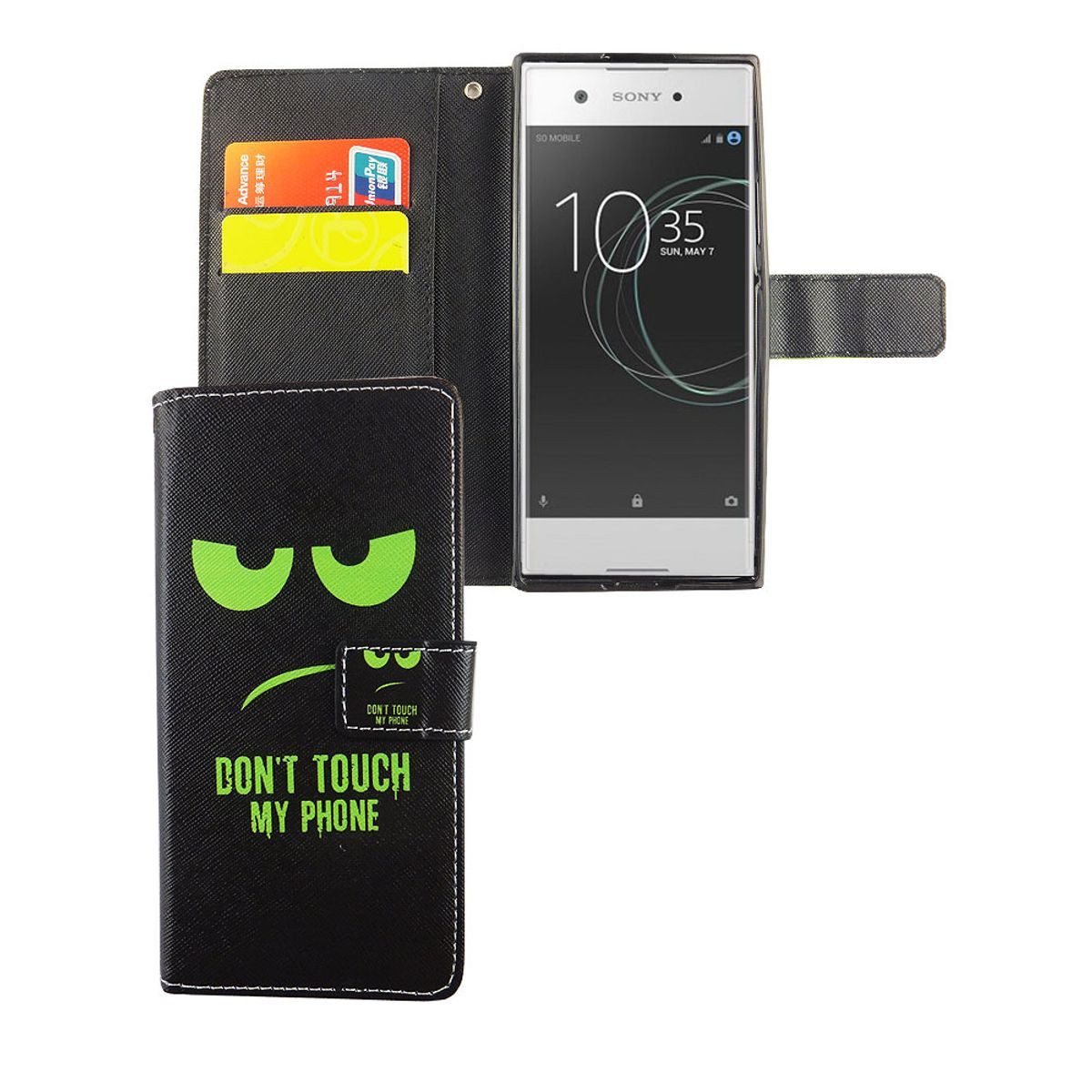 König Design Handyhülle Sony Xperia XA1, Sony Xperia XA1 Handyhülle Bookcover Schwarz
