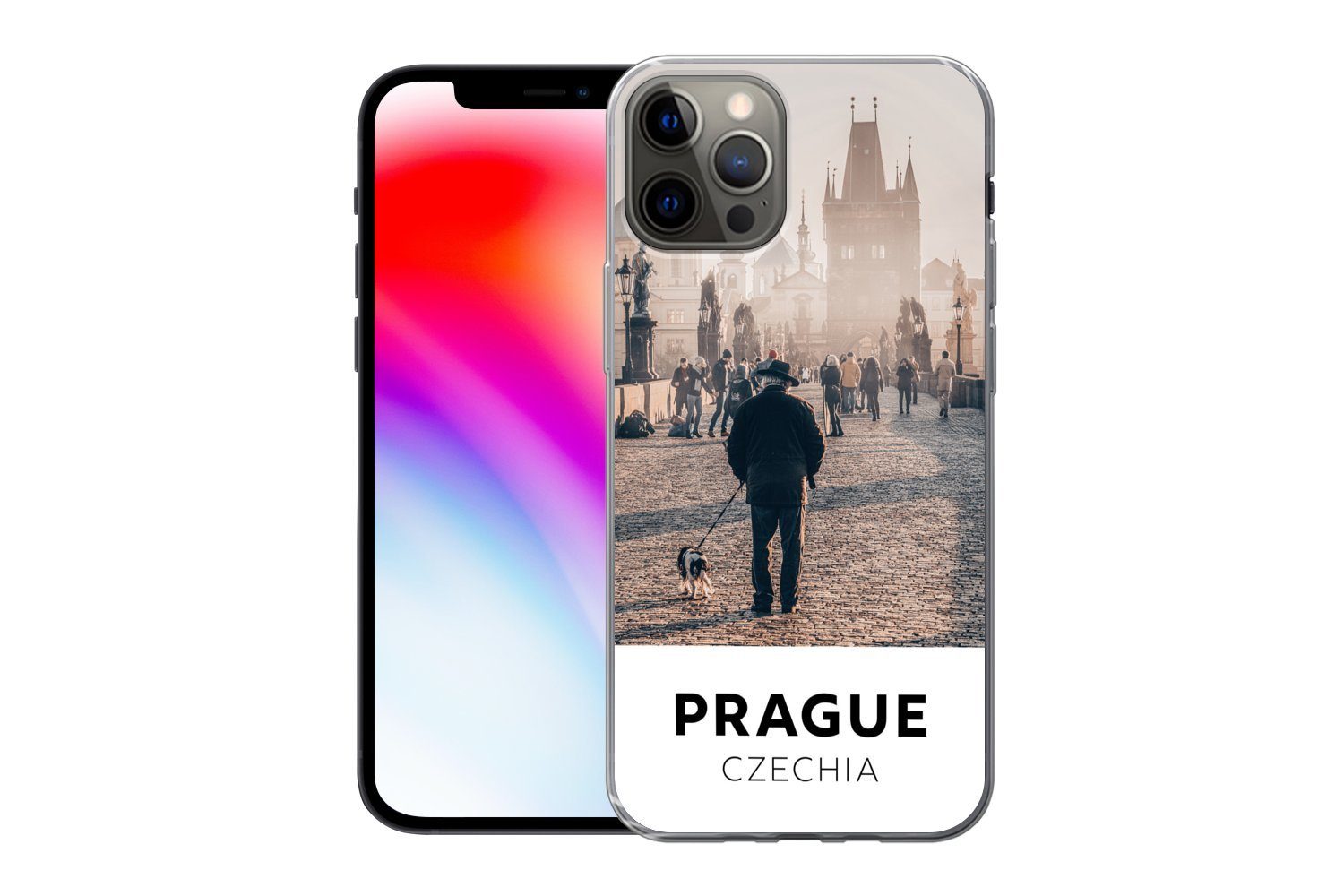 MuchoWow Handyhülle »Tschechische Republik - Prag - Brücke«, Handyhülle  Apple iPhone 13 Pro, Smartphone-Bumper, Print, Handy