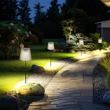 Globo LED Solarleuchte, LED-Leuchtmittel fest verbaut, Warmweiß, Solarlampe Gartendeko Außenlampe LED Erdspieß Kristalloptik rauch H 60