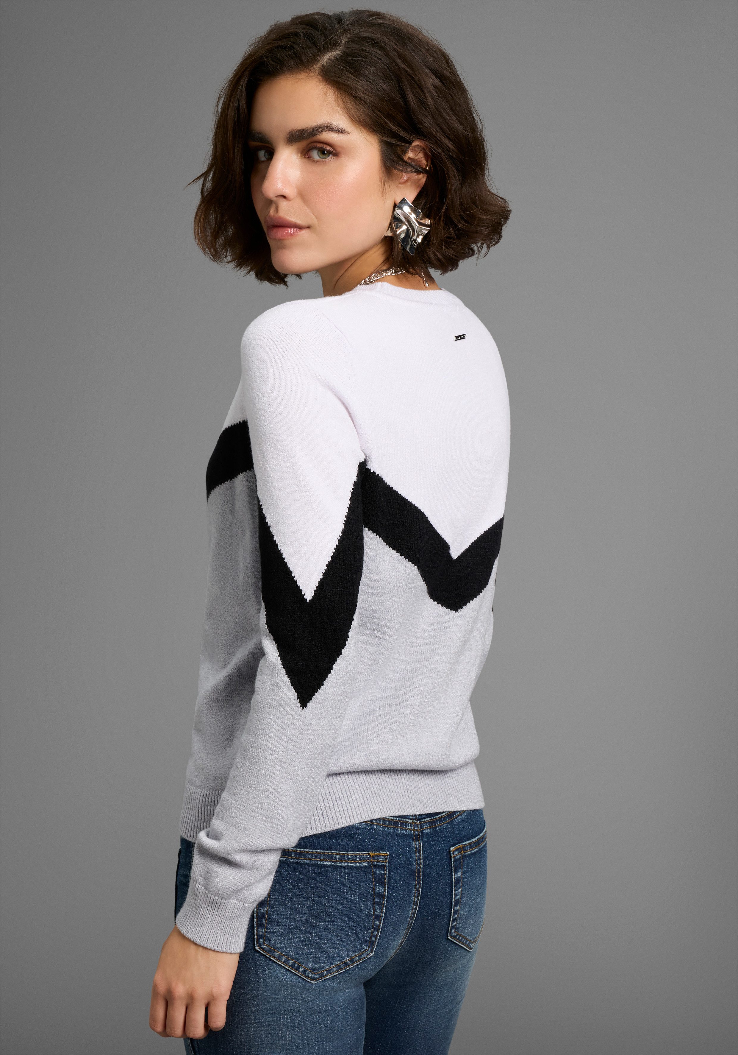 Laura Scott Rundhalspullover Übergangspullover mit lässigem Streifenmuster günstig online kaufen