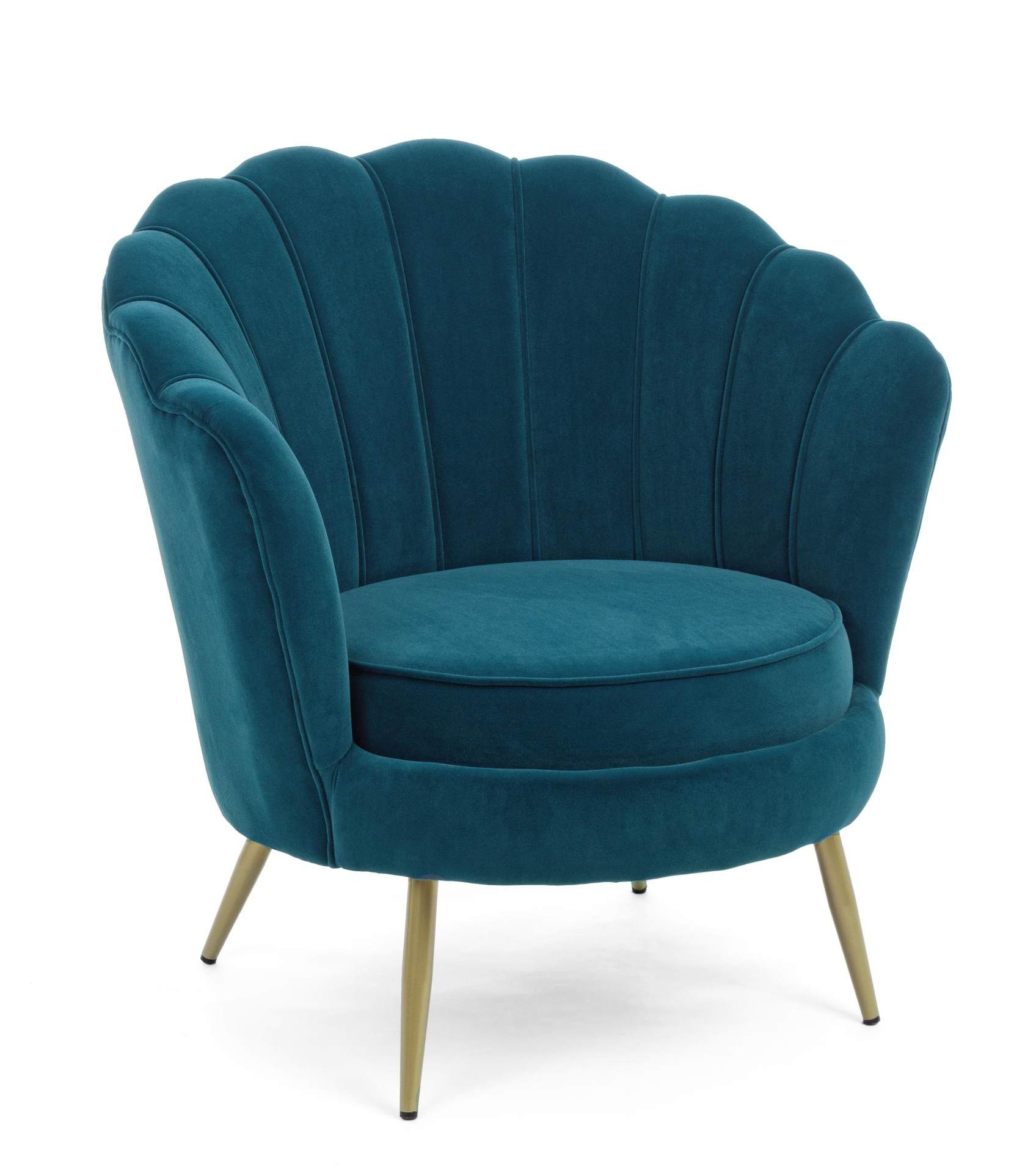 Bizzotto Sessel Giliola in Samt-Optik, Blau günstig online kaufen