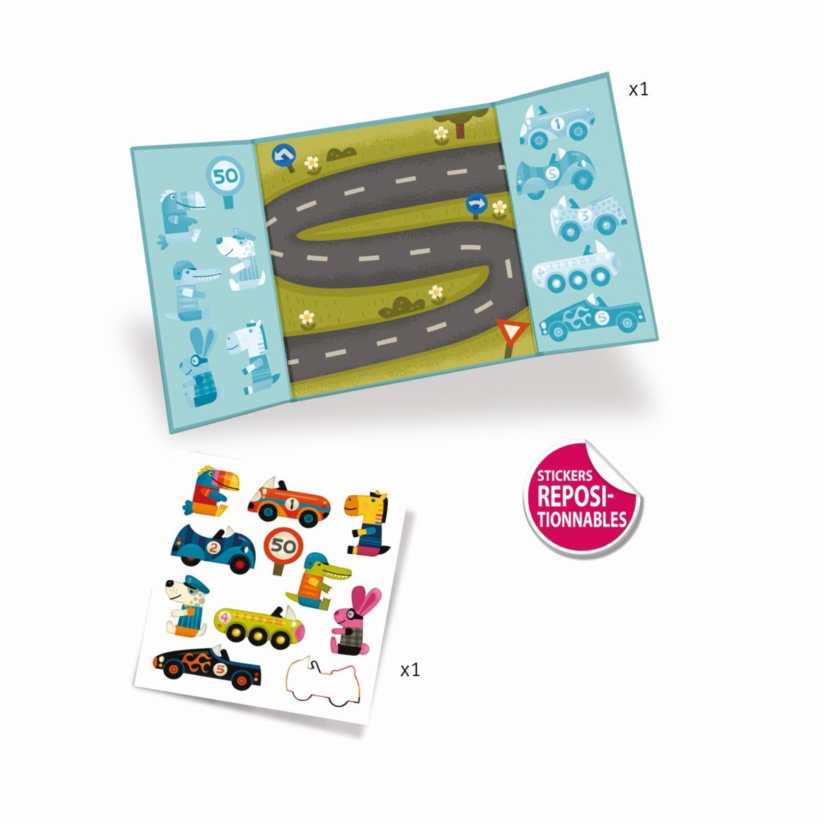 DJECO Stickerbuch Sticker mit tollen Motiven und Vorlagenbuch basteln Kinder