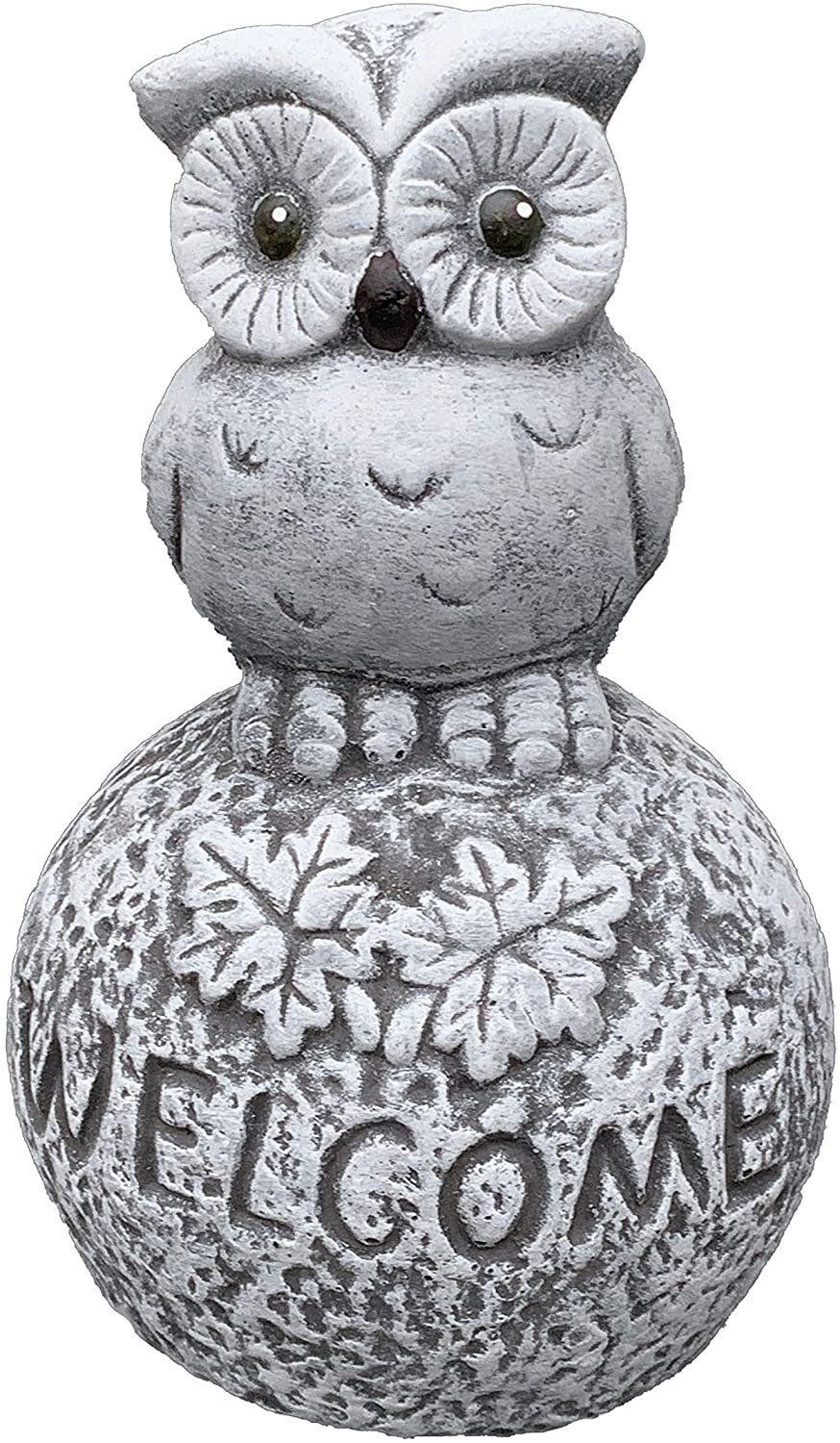 Stone and Style Gartenfigur Steinfigur Eule auf Kugel Welcome günstig online kaufen