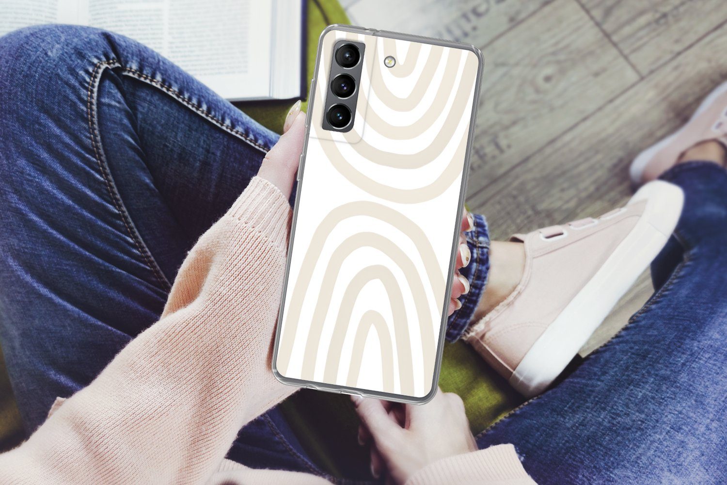 MuchoWow Handyhülle für Samsung Galaxy S21 Plus Regenbogen - Pastell - Design - Abstrakt, Phone Case, Silikon, Schutzhülle Dünn