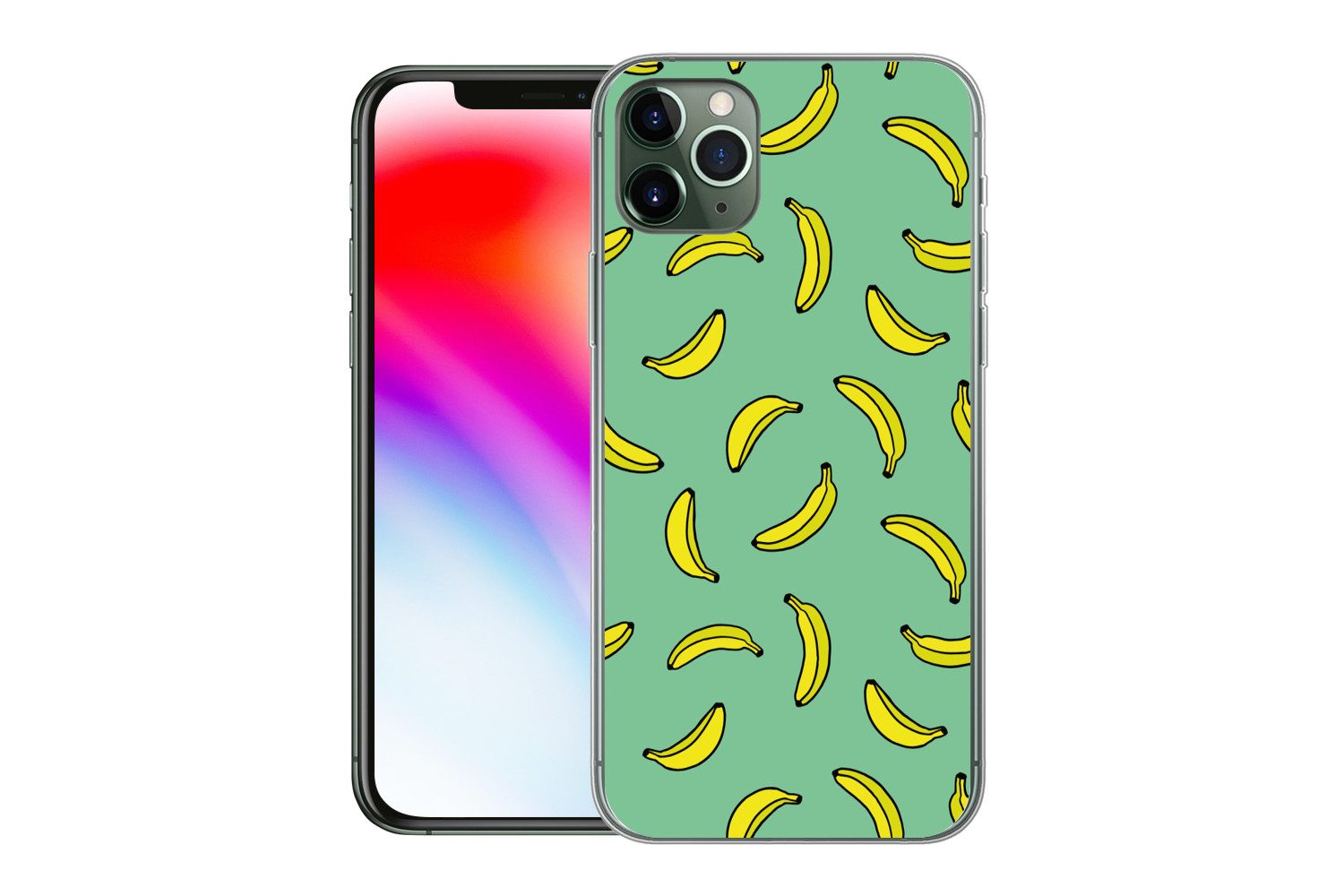 MuchoWow Handyhülle für Apple iPhone 11 Pro Max Bananen - Gelb - Grün - Druck, Smartphone-Bumper, Print, Handy Schutzhülle Dünn