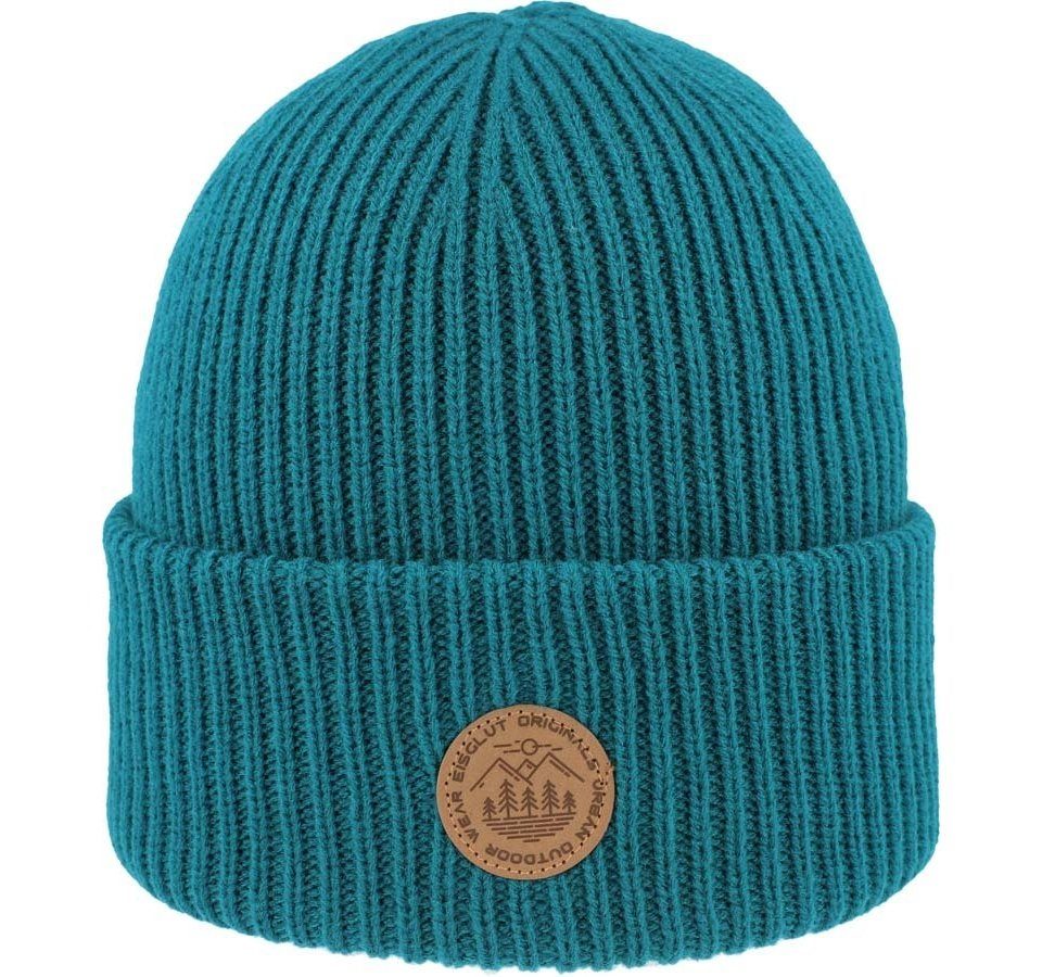 Eisglut Strickmütze Unityo Mütze mit Umschlag petrol-blau