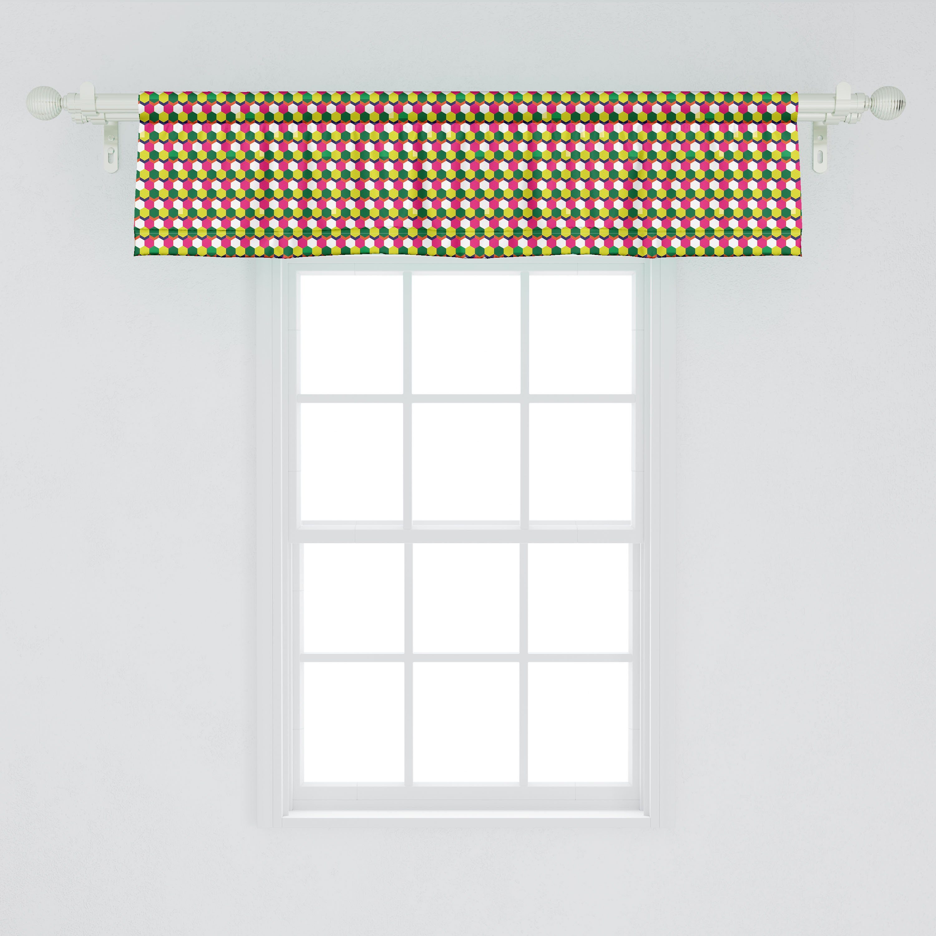 Scheibengardine Vorhang Volant Abstrakt mit Microfaser, Schlafzimmer für Abakuhaus, Pattern Hexagons Stangentasche, Dekor Wiederholung Die Küche