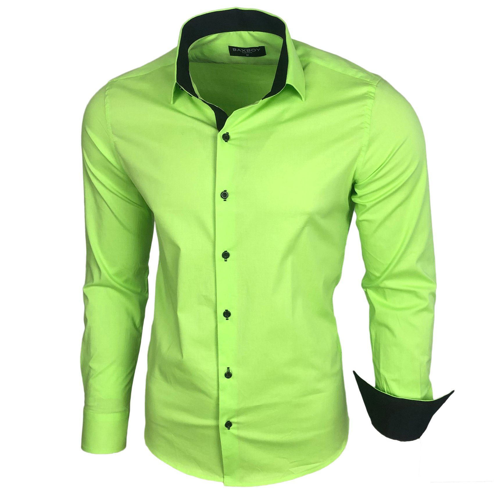 Baxboy Langarmhemd Baxboy Herren Kontrast Hemden Business Freizeit modernes Hemd B-500