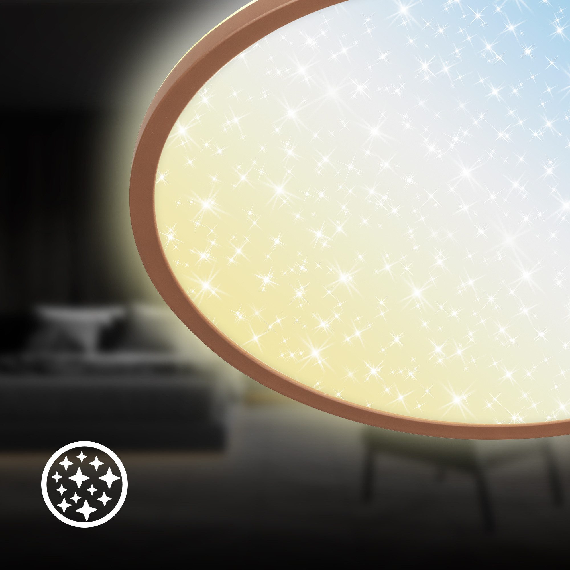 Briloner Leuchten LED Deckenleuchte Sternenhimmel-Effekt indirektes Licht Flaches Design, CCT, LED fest integriert