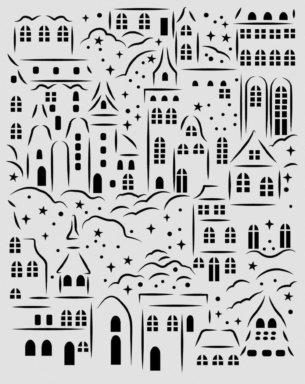 Stamperia Motivschablone Schablone Christmas Village, 20 x 25 cm