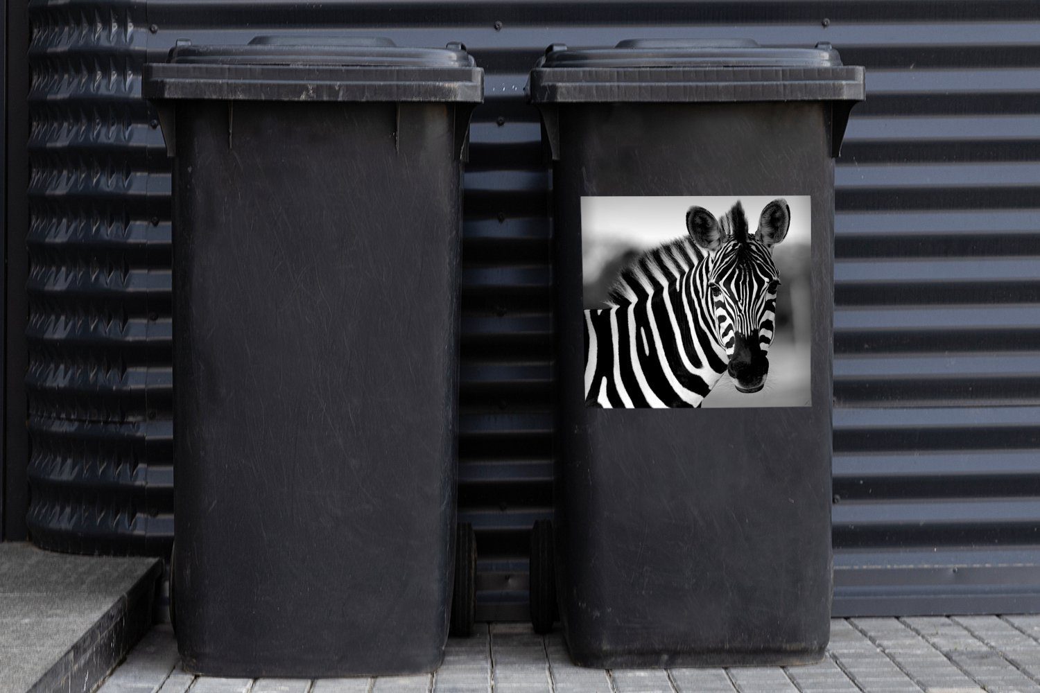Zebra MuchoWow (1 Nahaufnahme St), Sticker, weiß Mülleimer-aufkleber, Wandsticker und schwarz Abfalbehälter Mülltonne, Container, -