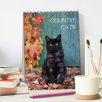 CALVENDO Wandkalender COUNTRY CATS (Tischkalender 2024 DIN A5 hoch), CALVENDO Monatskalender