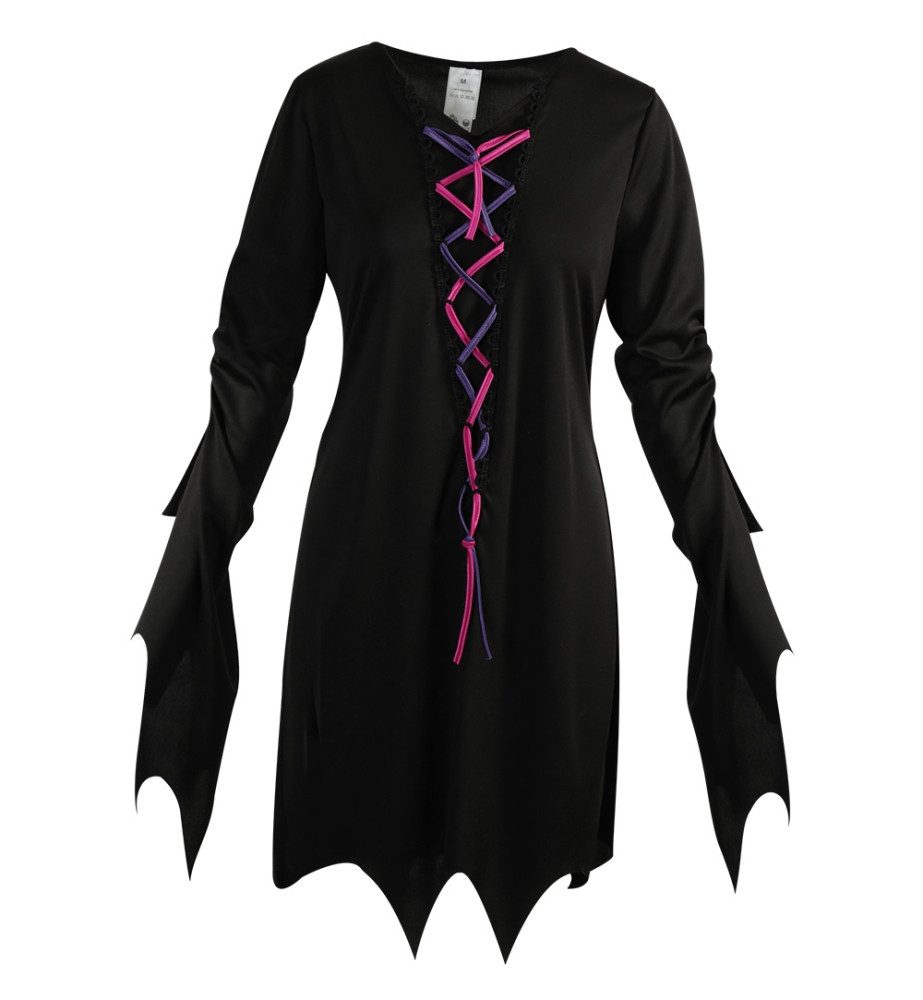 Fries Hexen-Kostüm Hexe Runa Kleid Halloween Schwarz Fasching Karneval Cosplay 36 -42