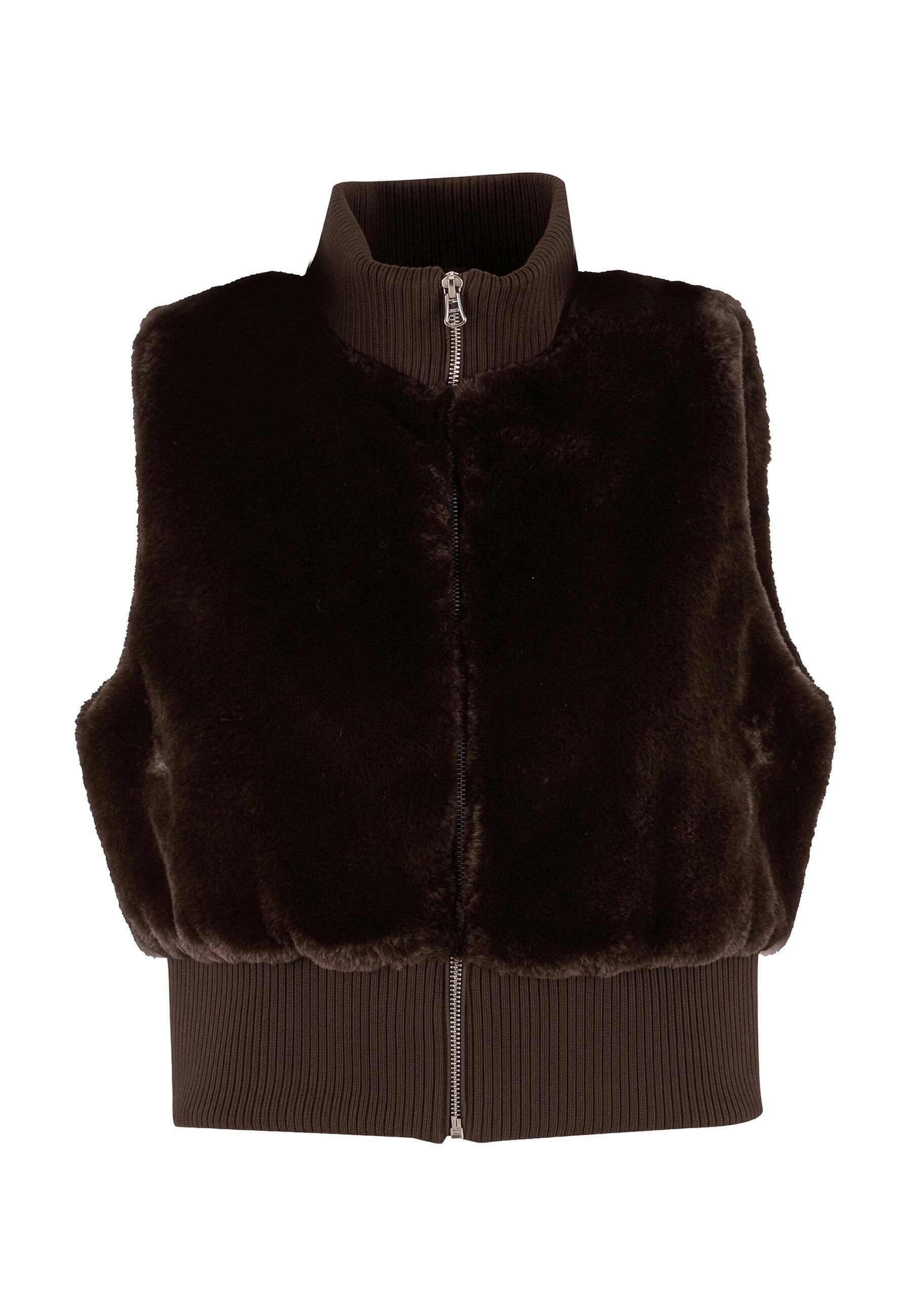 URBAN CLASSICS Steppweste Urban Classics Ladies Cropped Faux Fur Vest