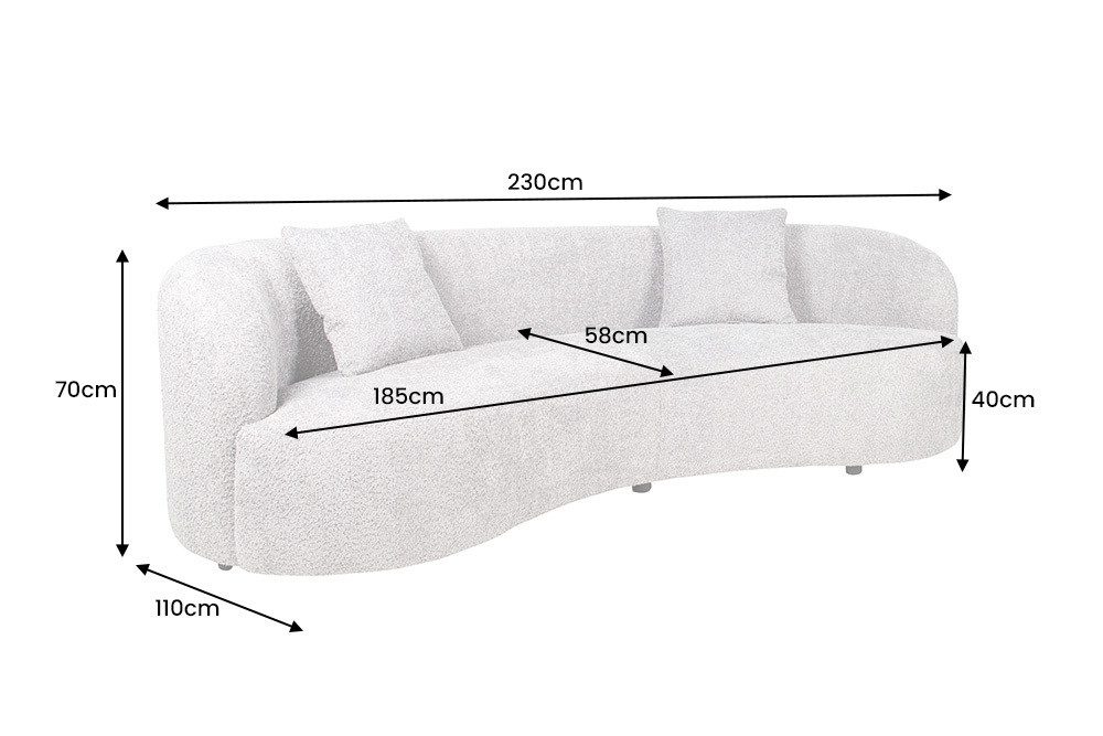 riess-ambiente 3-Sitzer ATELIER 230cm beige-Bouclébezug, Sofa, Zierkissen, Polsterung, modern, Einzelartikel 1 Teile, Elegante & gepolsterte Couch - ideal für Gäste- & Wohnzimmer & Lounge