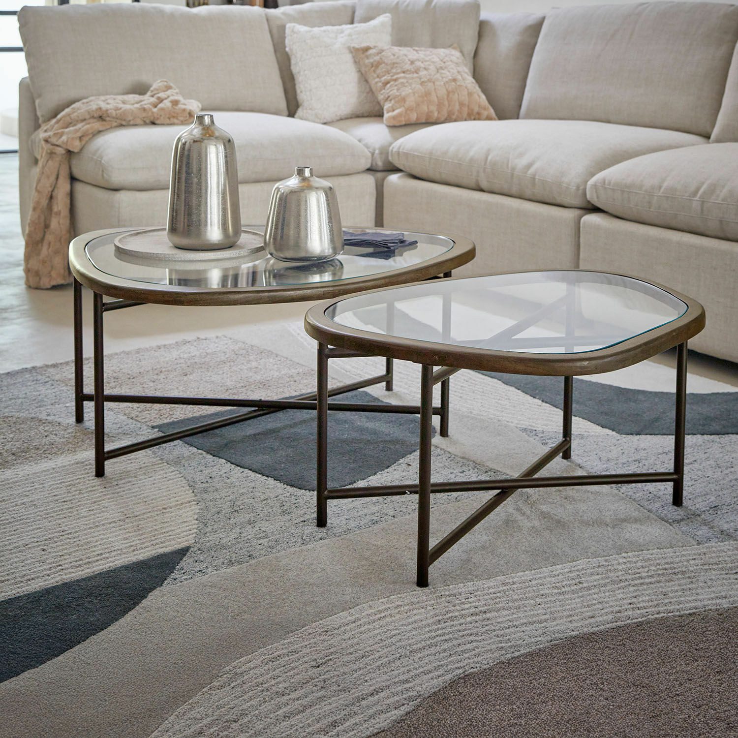 Mirabeau Couchtisch Couchtisch 2er Set Kembria dunkelbraun/schwarz/