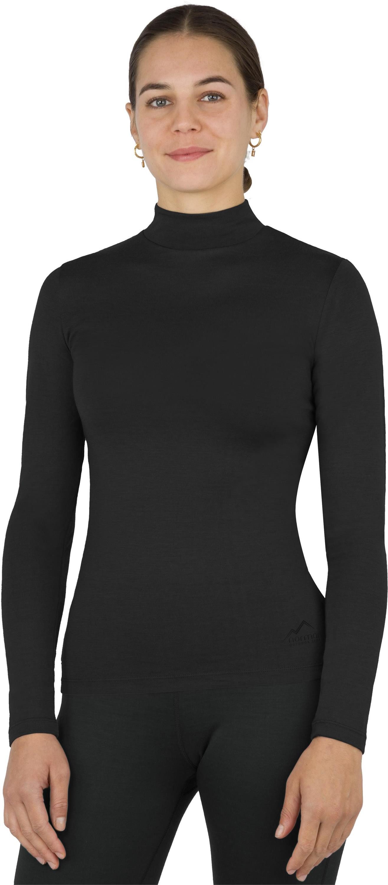 normani Langarmshirt Damen Merino Longsleeve mit Stehkragen Romsey Ski-Unterwäsche Rundhals Merino Pullover Unterhemd - 100 % Merinowolle – Bild 4 von 5