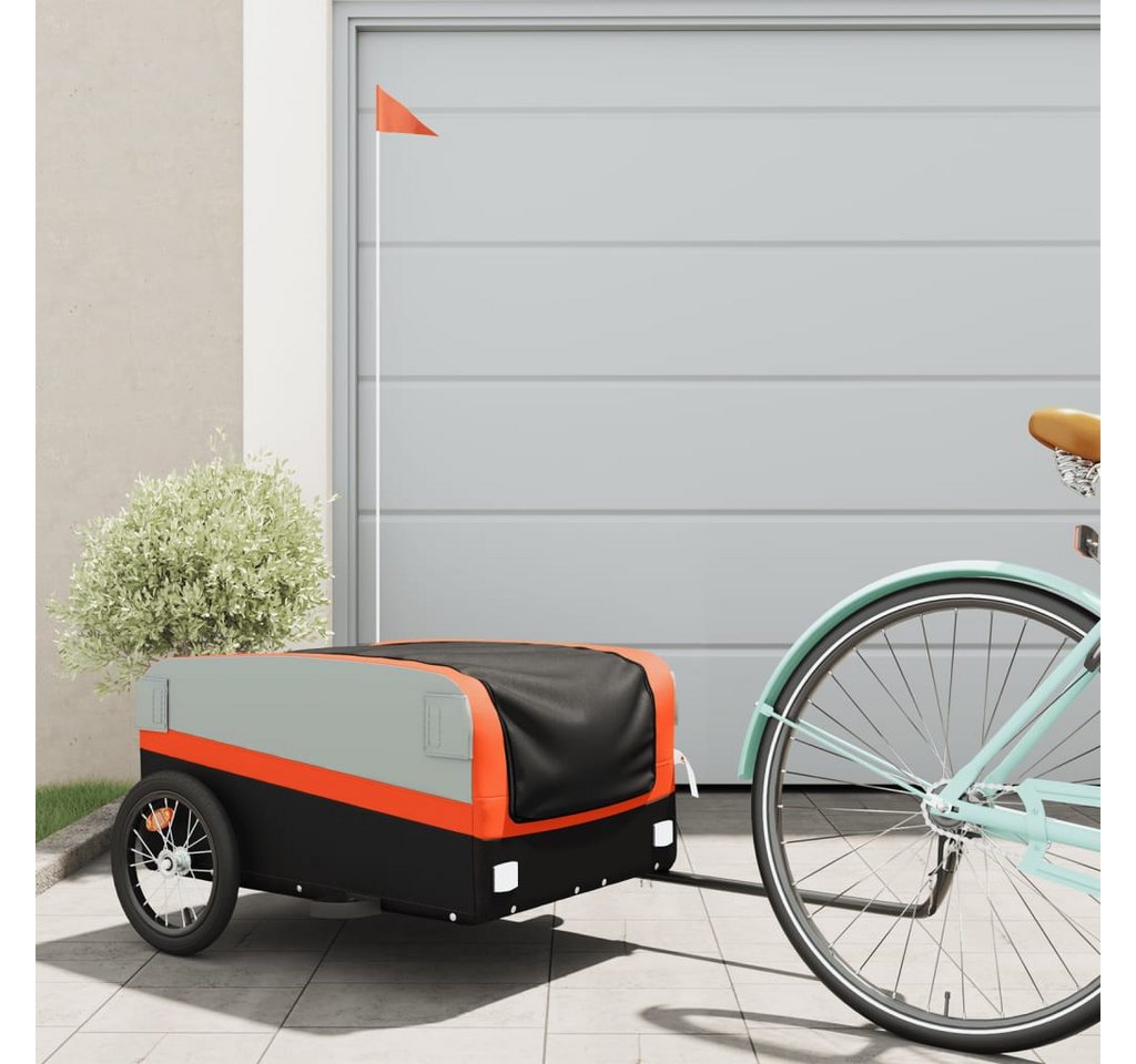 Thumbnail - vidaXL Fahrradkinderanhänger, Fahrradanhänger Schwarz und Orange 45 kg Eisen