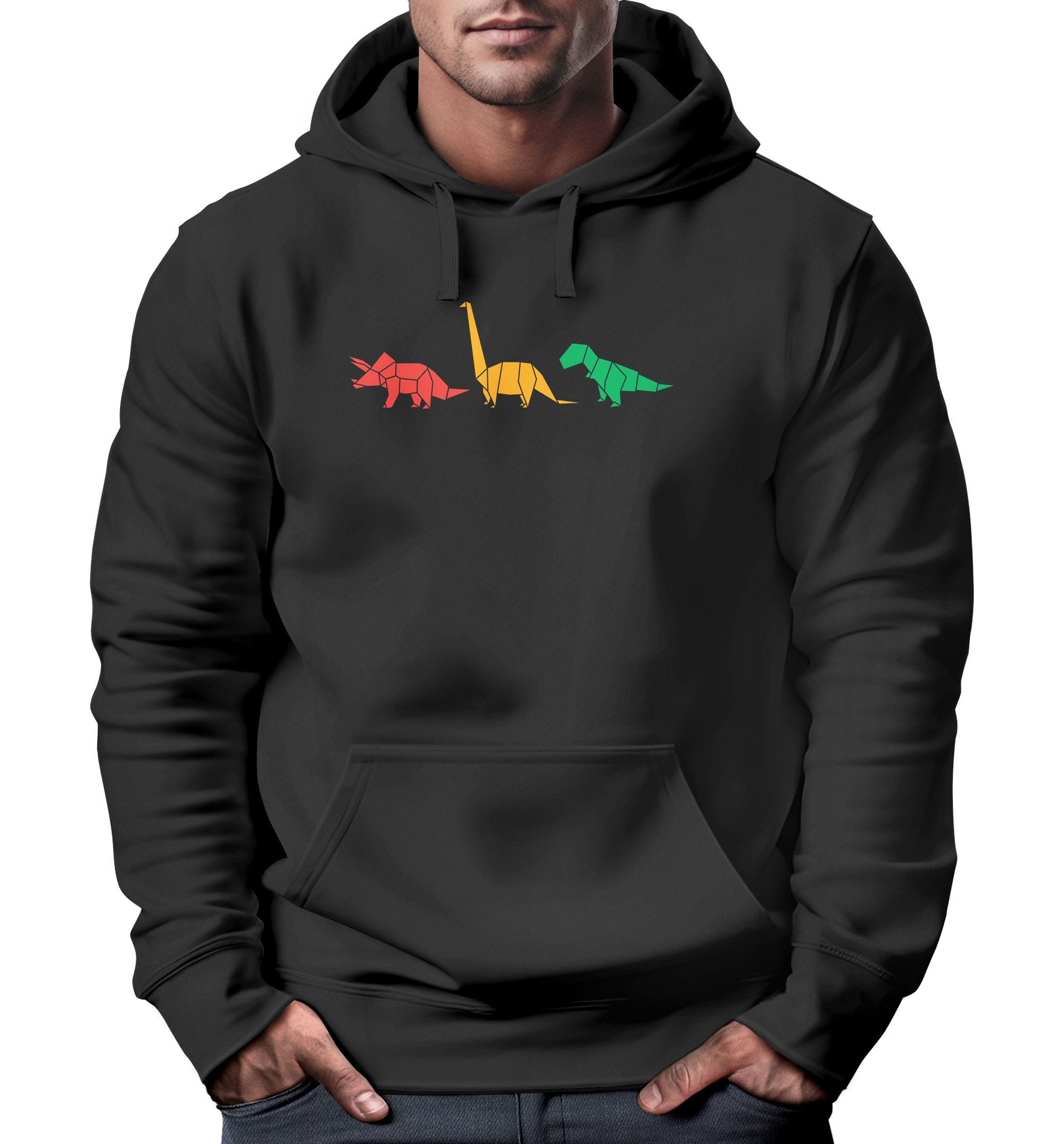 Neverless Hoodie Hoodie Herren Dinosaurier Aufdruck Polygon Tiere Geometric günstig online kaufen