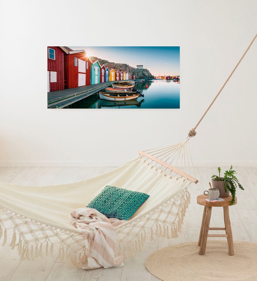 Komar Leinwandbild Malerische Smögen - Größe 90 x 40 cm, Baum, Berge, Blumen, Blätter, Foto, Jahreszeiten, Landschaft, Meer, Natur, Palmen, Strand (Packung, 1 St), Keilrahmenbild mi Echtholzrahmen