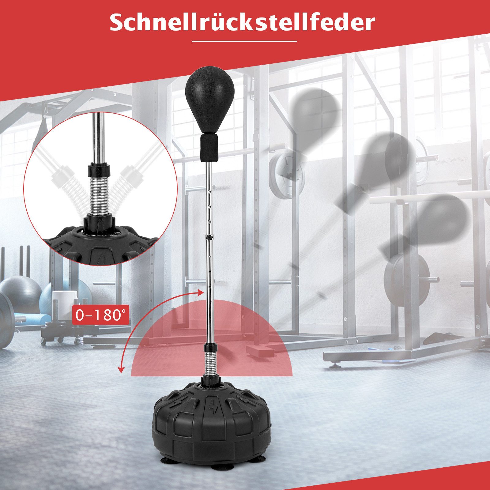 COSTWAY Standboxball, 137–156 cm, mit befüllbarem Ständer, Boxhandschuhen