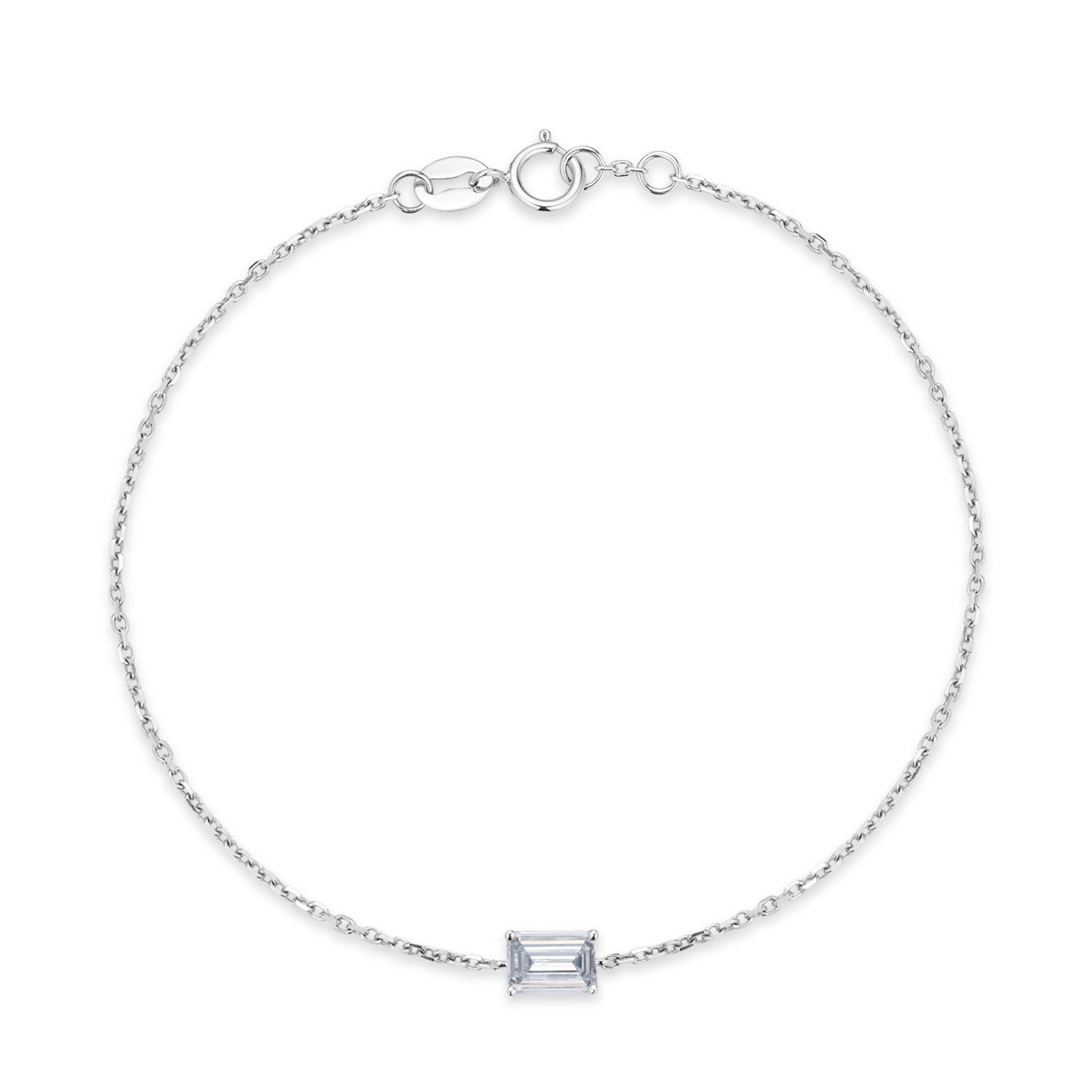 Sternvoll Goldarmband IGI-zertifiziertes Labordiamant Armband, 0.55 ct Smaragdschliff 18K, IGI-zertifiziert, Labordiamant, 18K Weißgold, Smaragdschliff