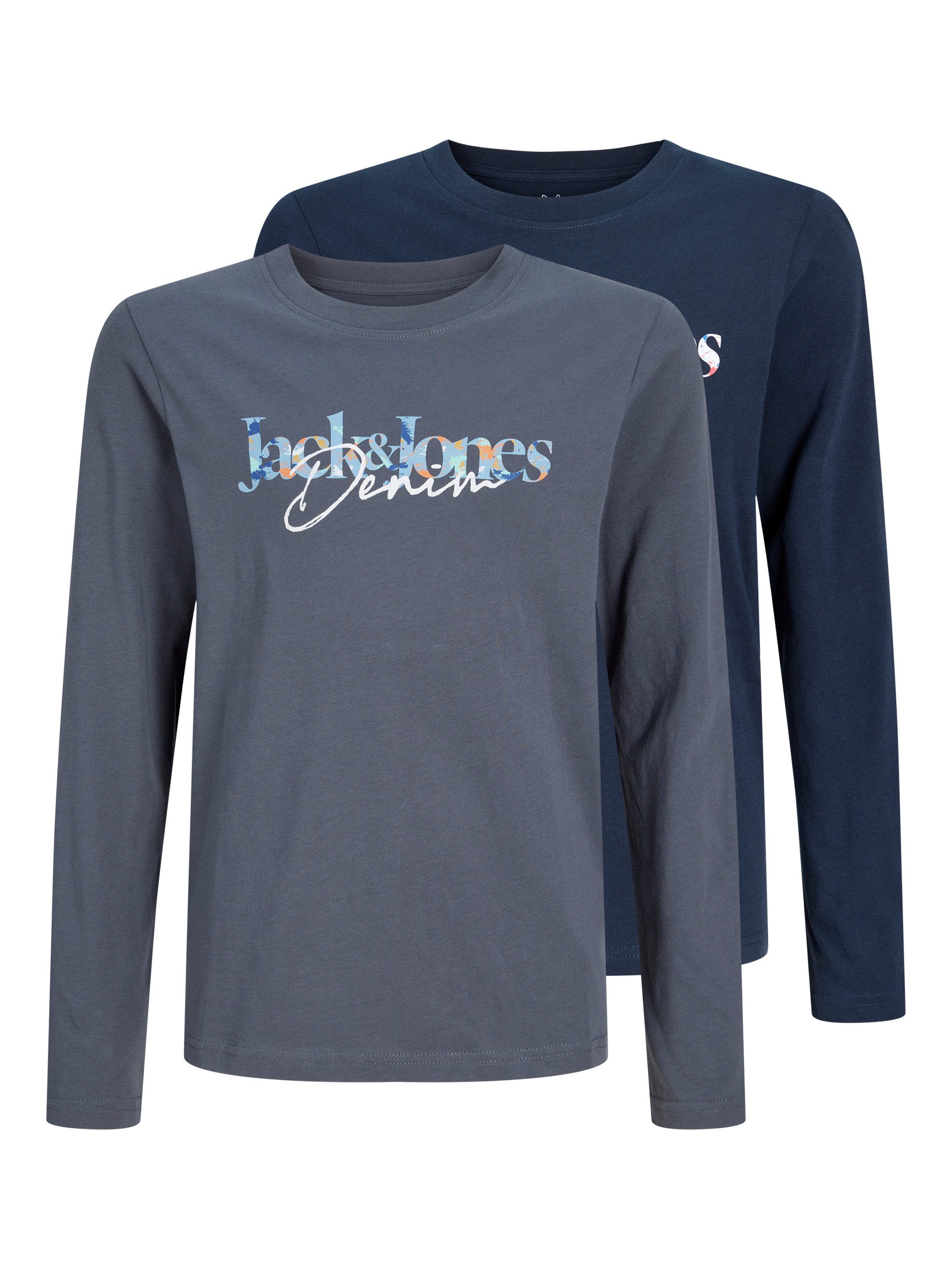 Jack & Jones Junior Langarmshirt JJTOM TEE LS CREW NECK 2PK MP JNR (Packung, 2-tlg) Baumwolle, regular fit