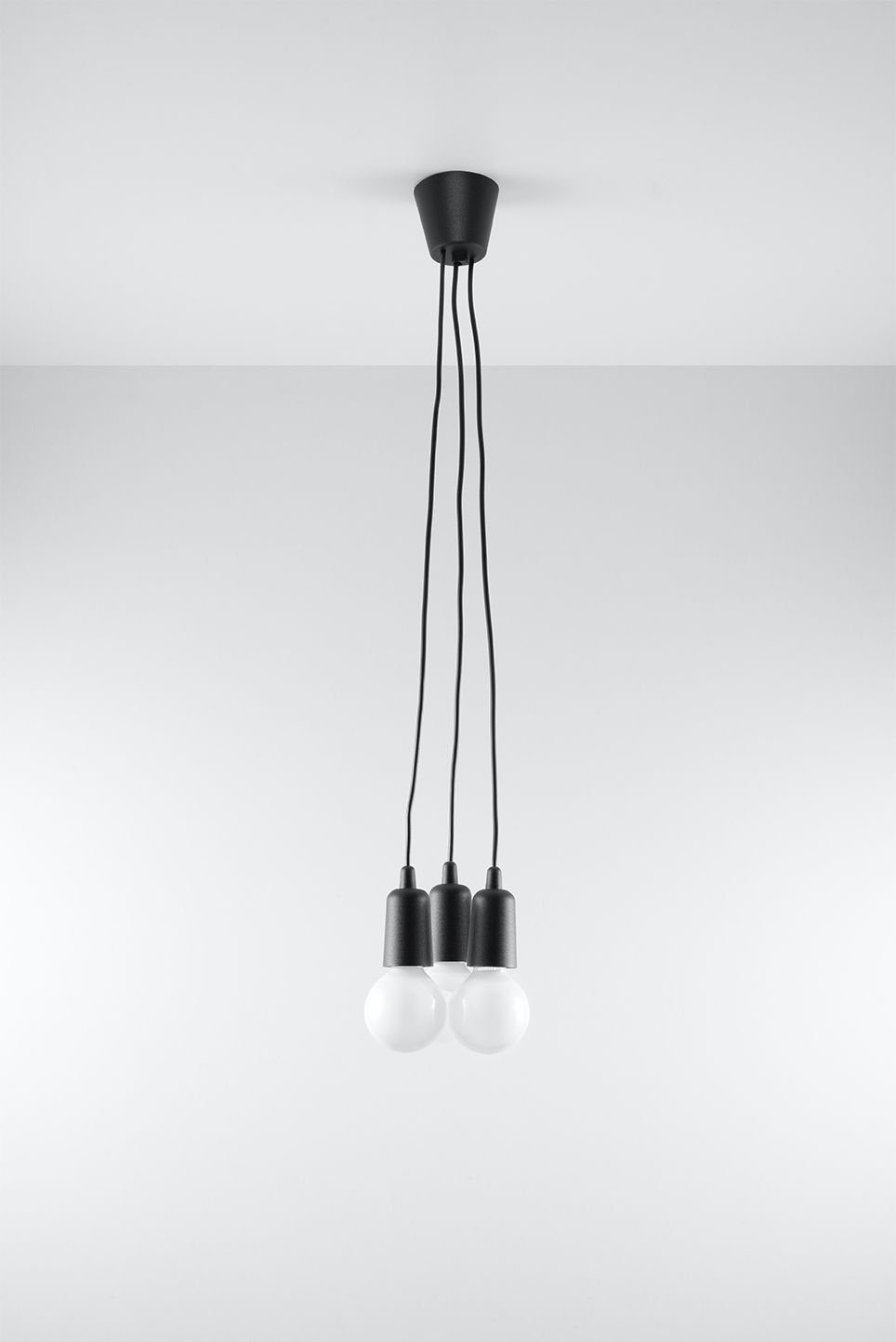 Retro Hängelampe NESSA, ohne verstellbar Leuchtmittel, Esstisch 90cm Licht-Erlebnisse Pendelleuchte 3-flmg Schwarz Wohnzimmer