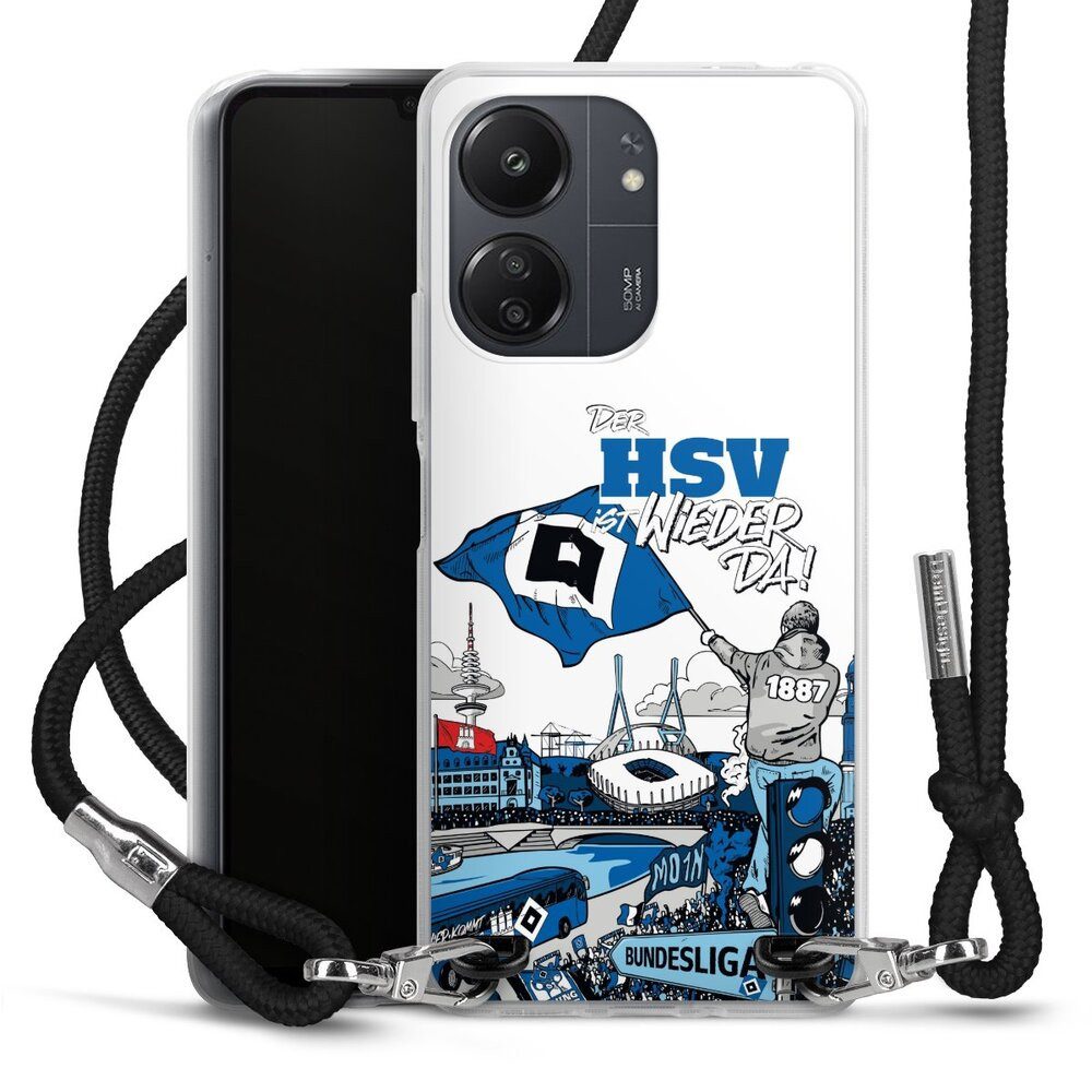 DeinDesign Handyhülle Hamburger SV Offizielles Lizenzprodukt Aufstieg, Xiaomi Redmi 13C 4G Handykette Hülle mit Band Case zum Umhängen