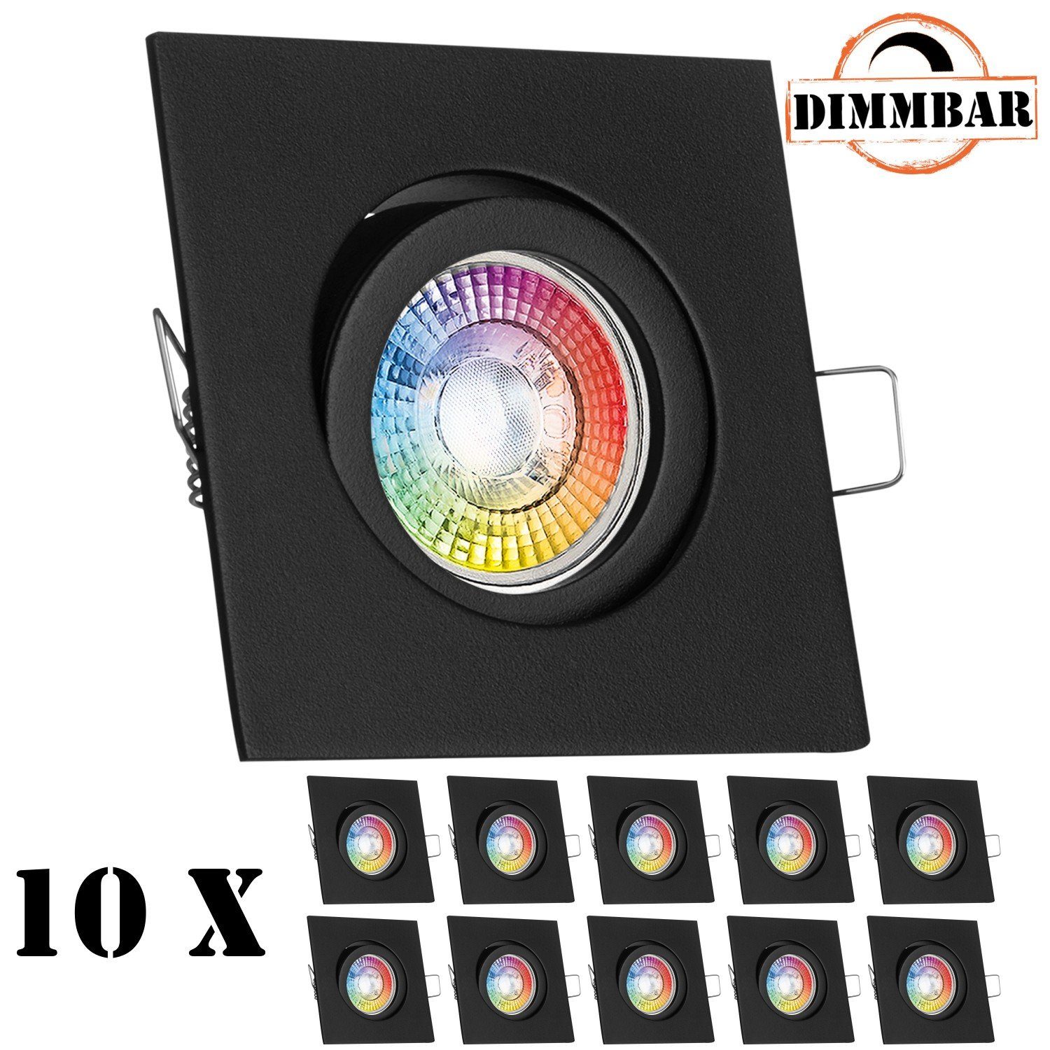 Einbaustrahler RGB 10er schwarz Einbaustrahler LEDANDO LED 3W LED flach LED mit in Set von extra