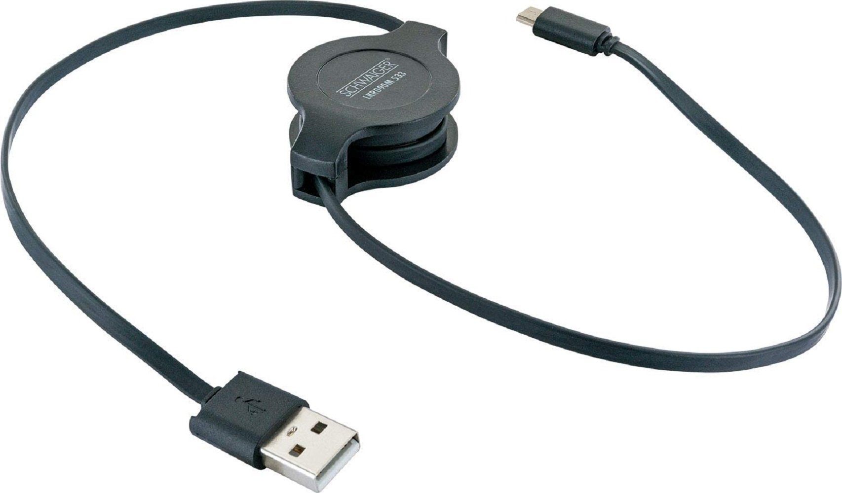 Schwaiger Schwaiger LKR090M 533 flaches ausziehbares Micro-USB Sync/Ladekabel Smartphone-Kabel