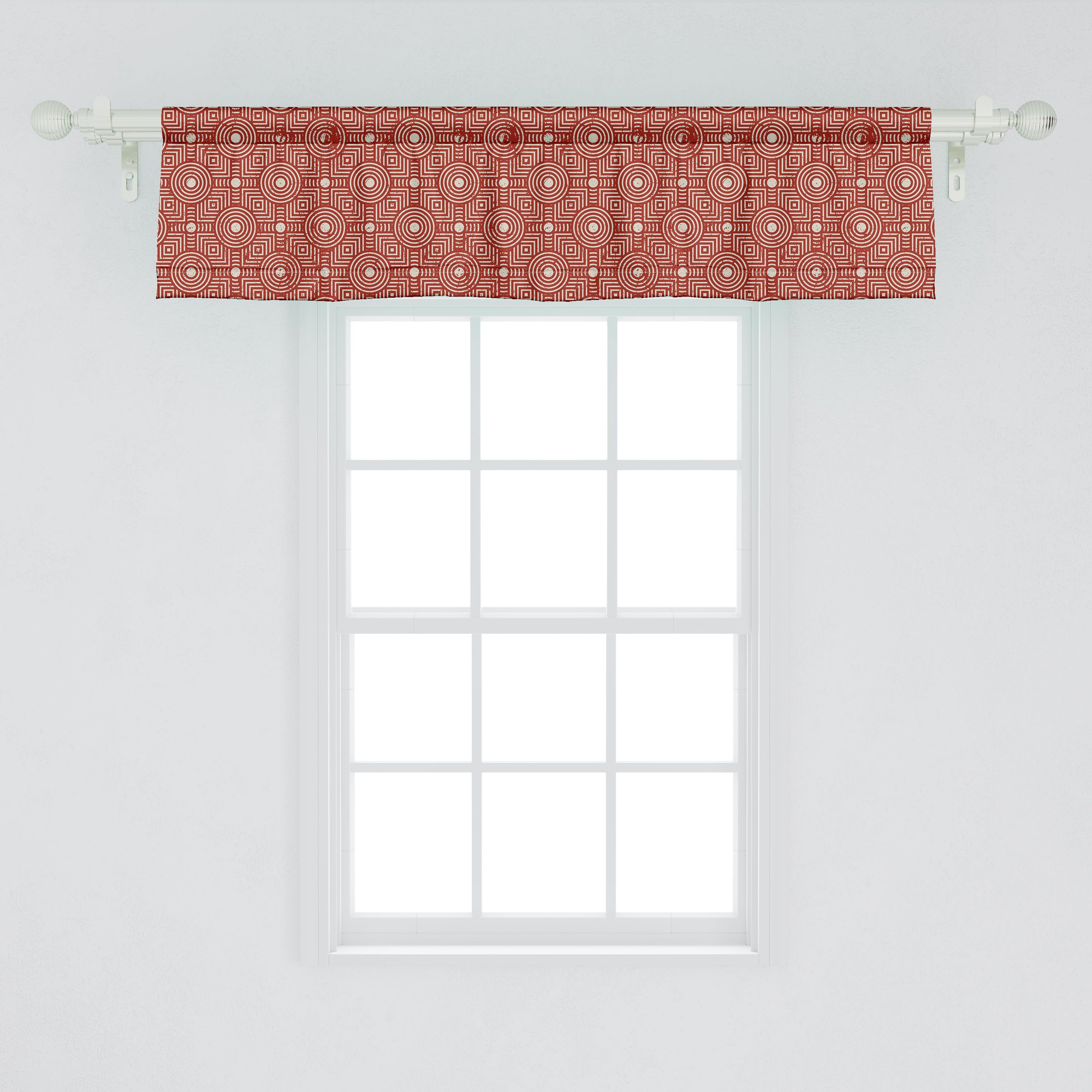 Scheibengardine Vorhang mit Microfaser, Shapes Schlafzimmer Geometrisch Volant Grunge Küche Abakuhaus, Dekor Monochrome Stangentasche, für