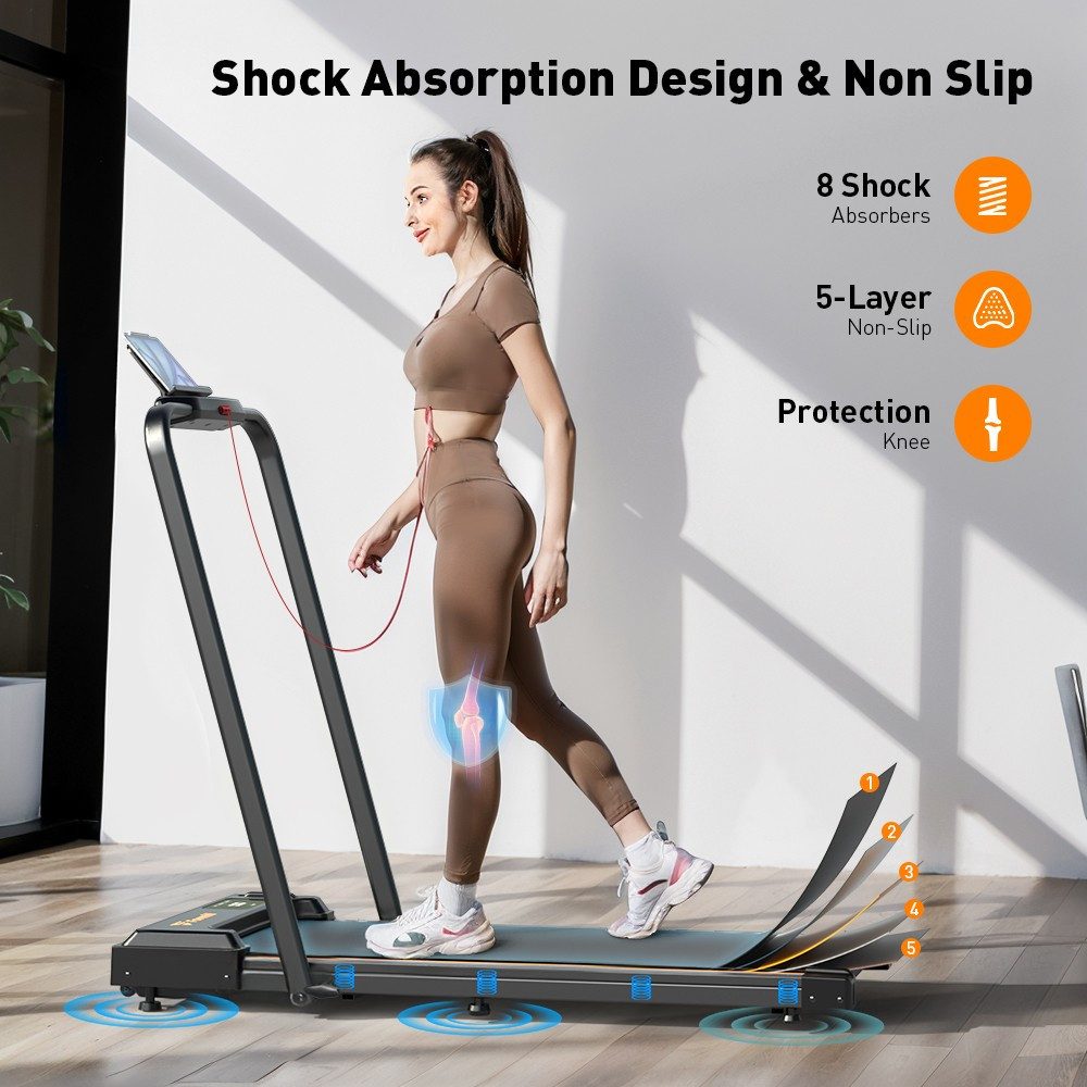 Athlix Laufband 2-in-1 elektrisches Laufband Geh- und Laufmodi 1-10km/h, Ultra-leise (40 dB), 2,5 PS Motor, LED-Display
