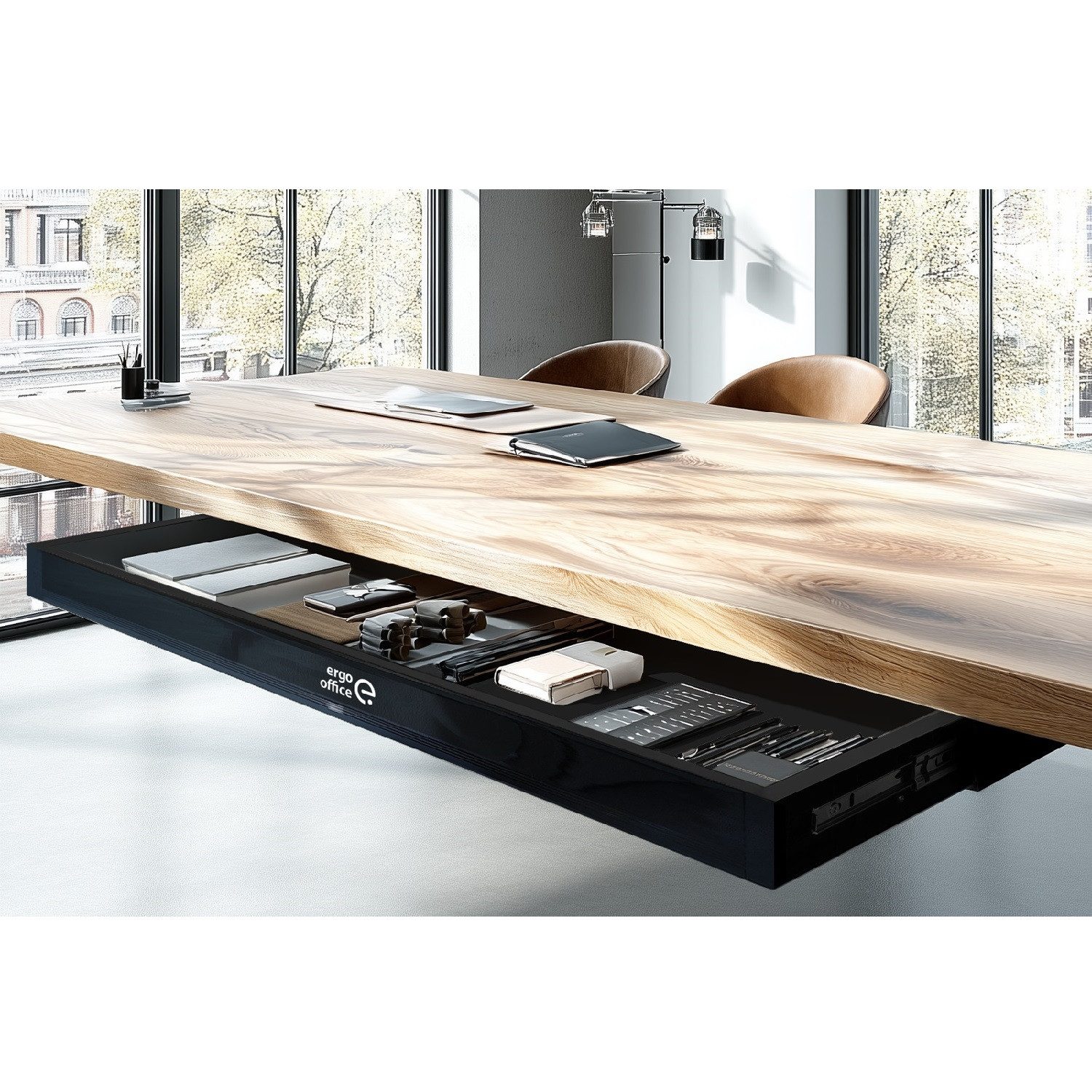 Ergo Office Schublade ER-302 Flache Schubladenunterbau 75,8 cm (1 St), Schublade mit Führungen max. Belastung 10 kg