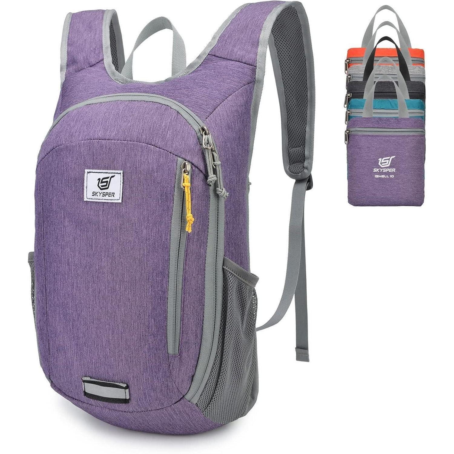 Tagesrucksack Rucksack Faltbar Ultraleicht Wasserfest Daypack 10L 15L 10L Violett