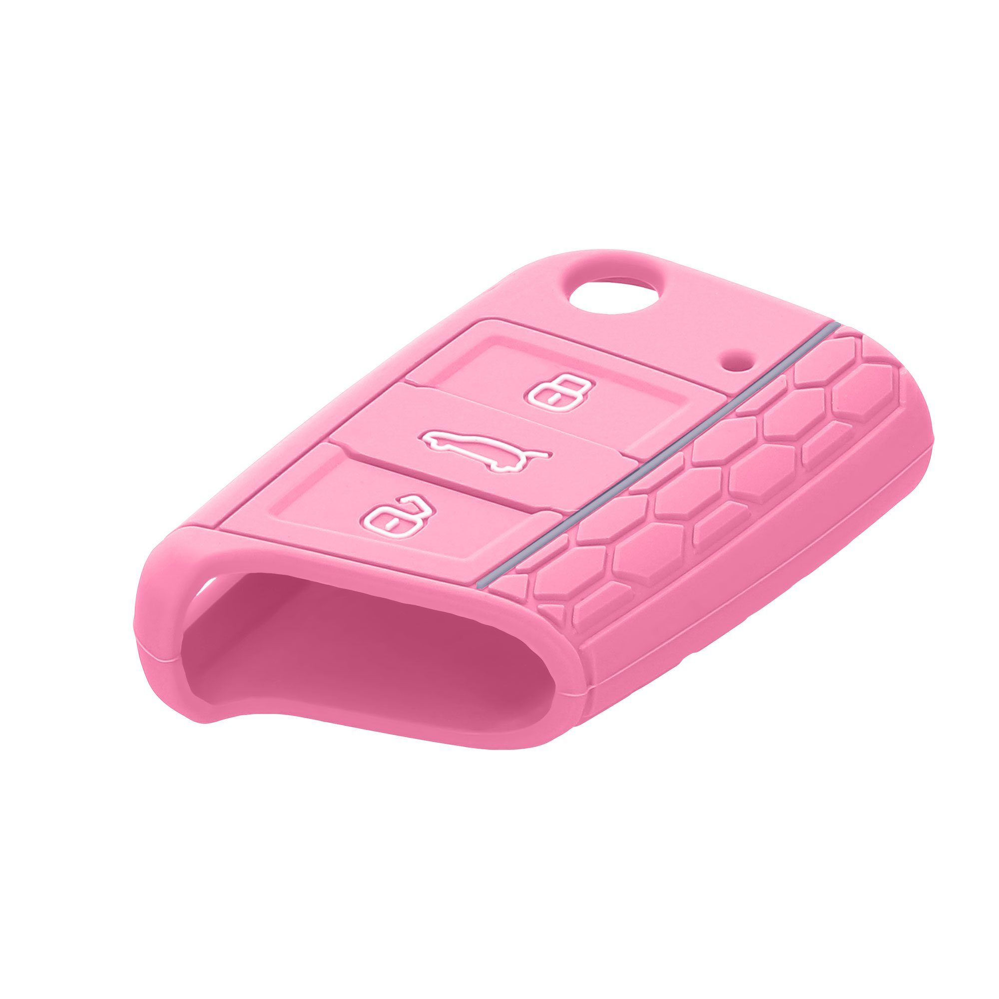 Hülle Rosa-Pastelllila Autoschlüssel Schlüsseltasche MK7, Schlüsselhülle Silikon 7 kwmobile VW Case Schlüssel Golf Cover für