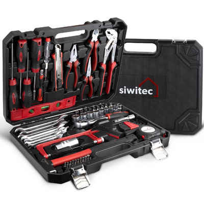siwitec Werkzeugkoffer 95-teilig, Werkzeug CRV, Werkzeugkasten, Haushaltswerkzeugkoffer (Set, 95 St., Werkzeugkoffer mit insgesamt 95 Teilen), 95-teilig, BMC-Kunststoff, ergonomisches Design, Grundausstattung